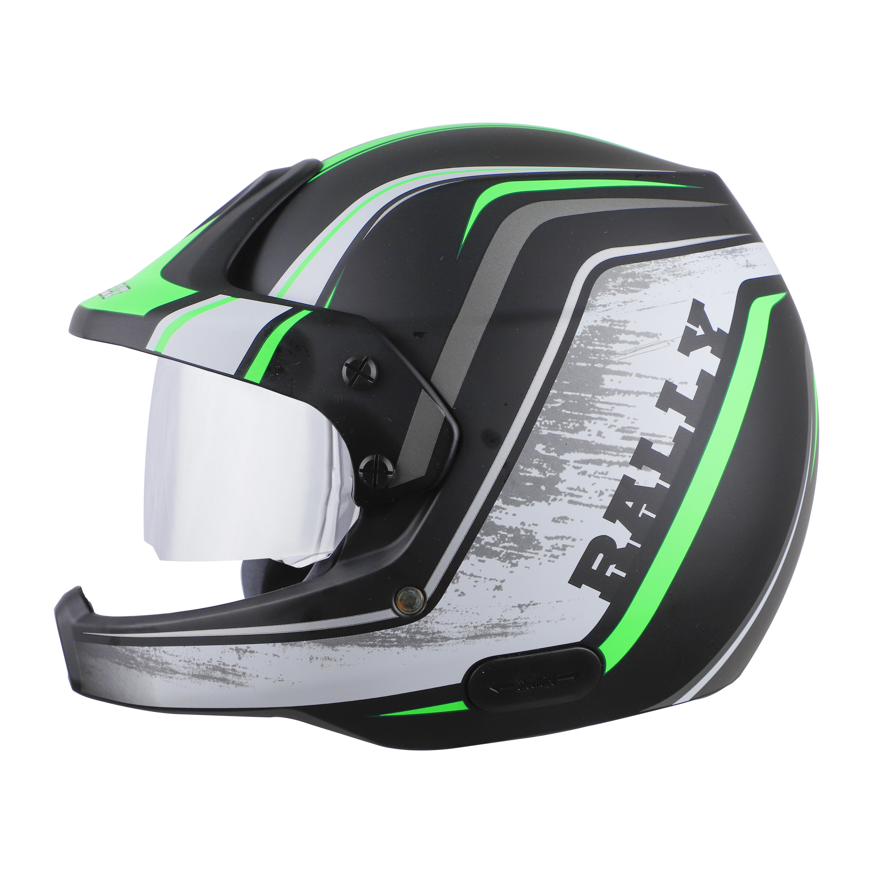 SB-51 RALLY RUT GLOSSY BLACK WITH GREEN ( FITTED WITH CLEAR VISOR EXTRA CHROME SILVER VISOR FREE)