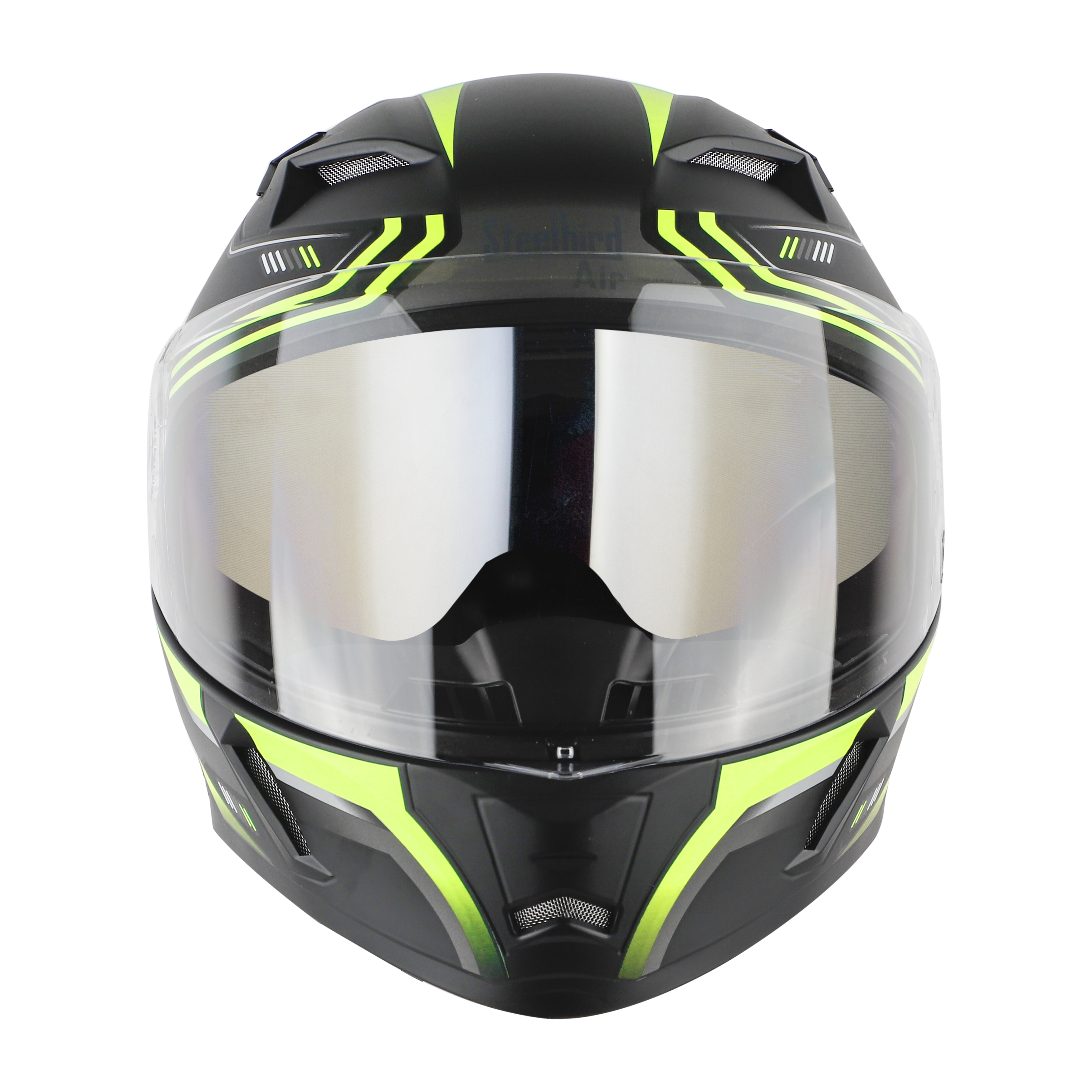 SBA-21 ULTIMATE RACE GLOSSY BLACK WITH NEON (WITH CHROME SILVER INNER SUN SHIELD)