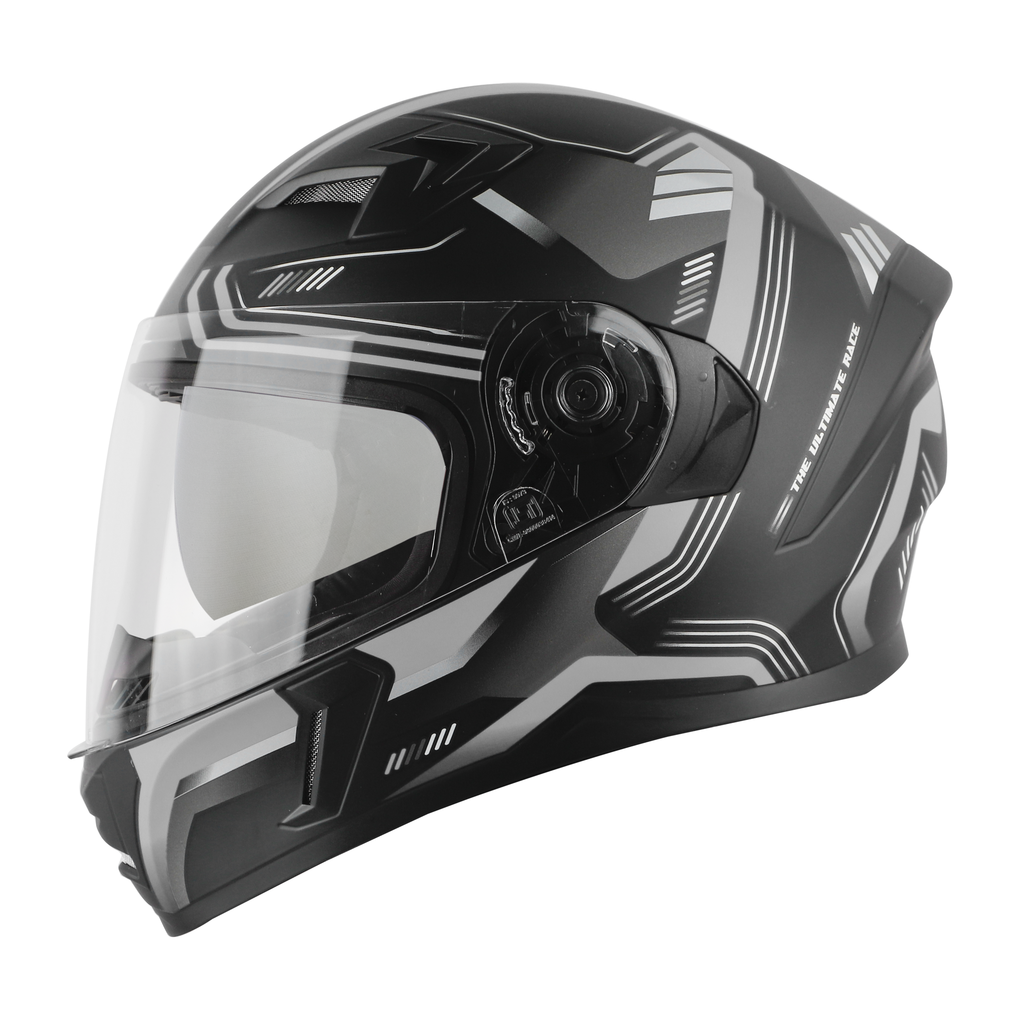 SBA-21 ULTIMATE RACE GLOSSY BLACK WITH GREY (WITH CHROME SILVER INNER SUN SHIELD)