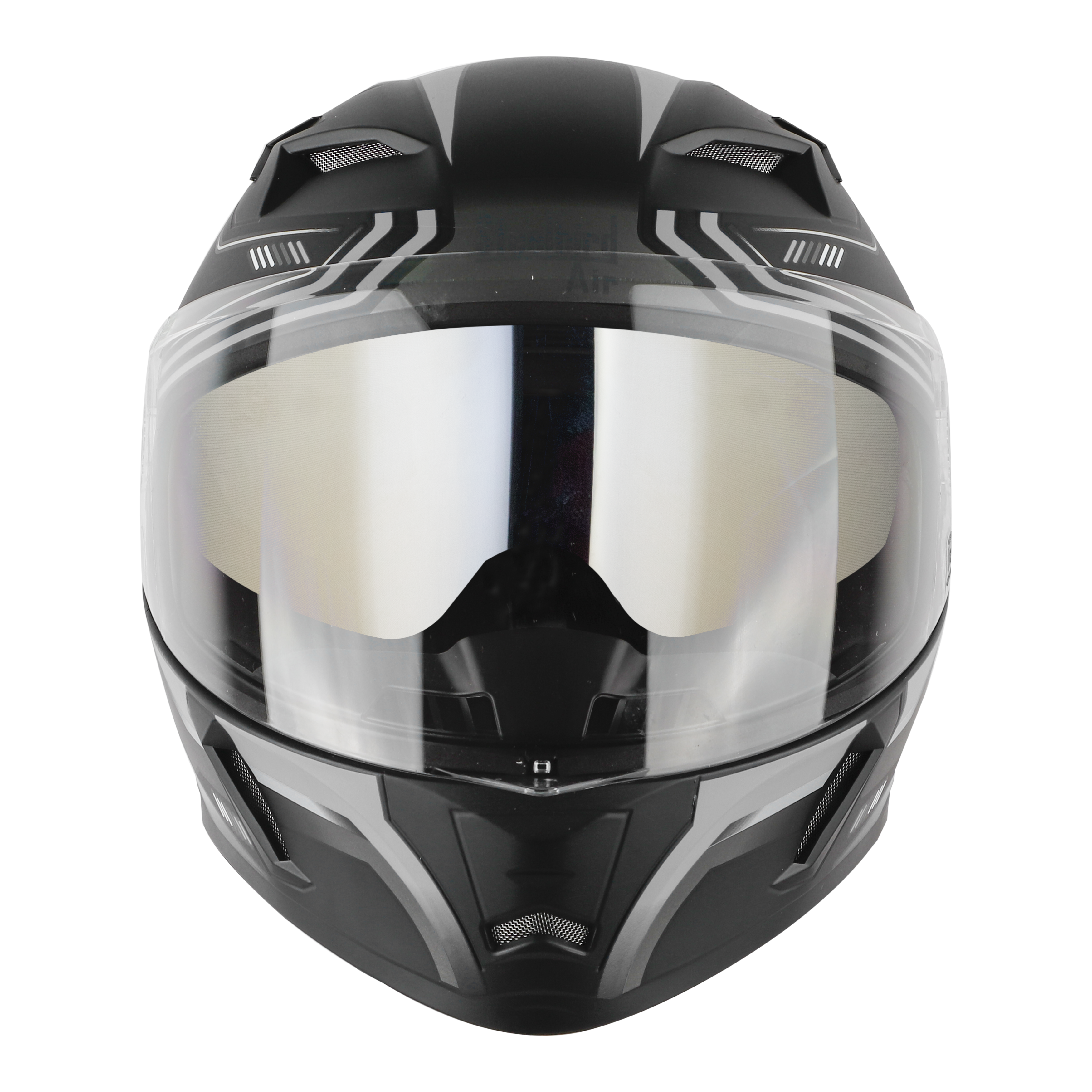 SBA-21 ULTIMATE RACE GLOSSY BLACK WITH GREY (WITH CHROME SILVER INNER SUN SHIELD)