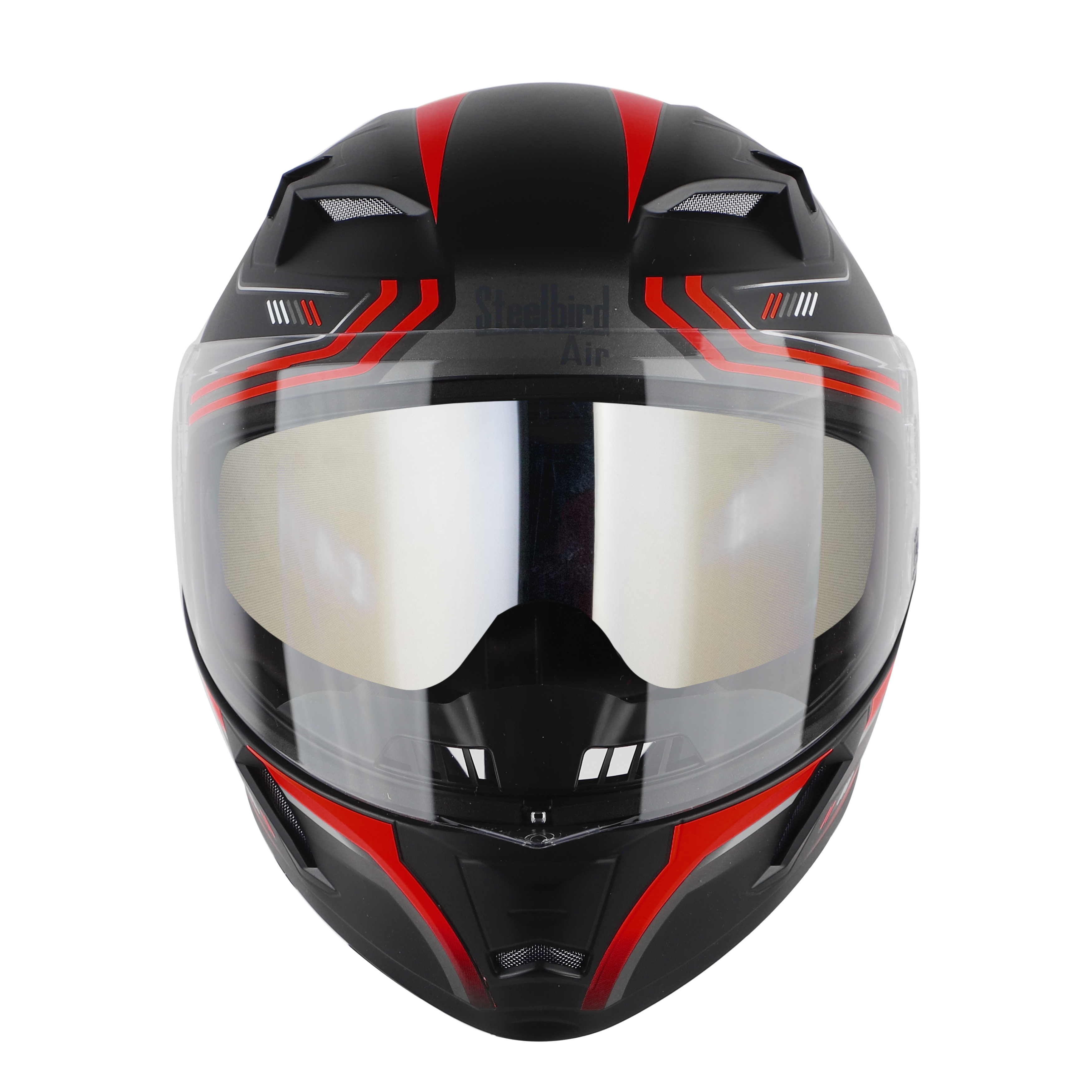 SBA-21 ULTIMATE RACE GLOSSY BLACK WITH RED (WITH CHROME SILVER INNER SUN SHIELD)