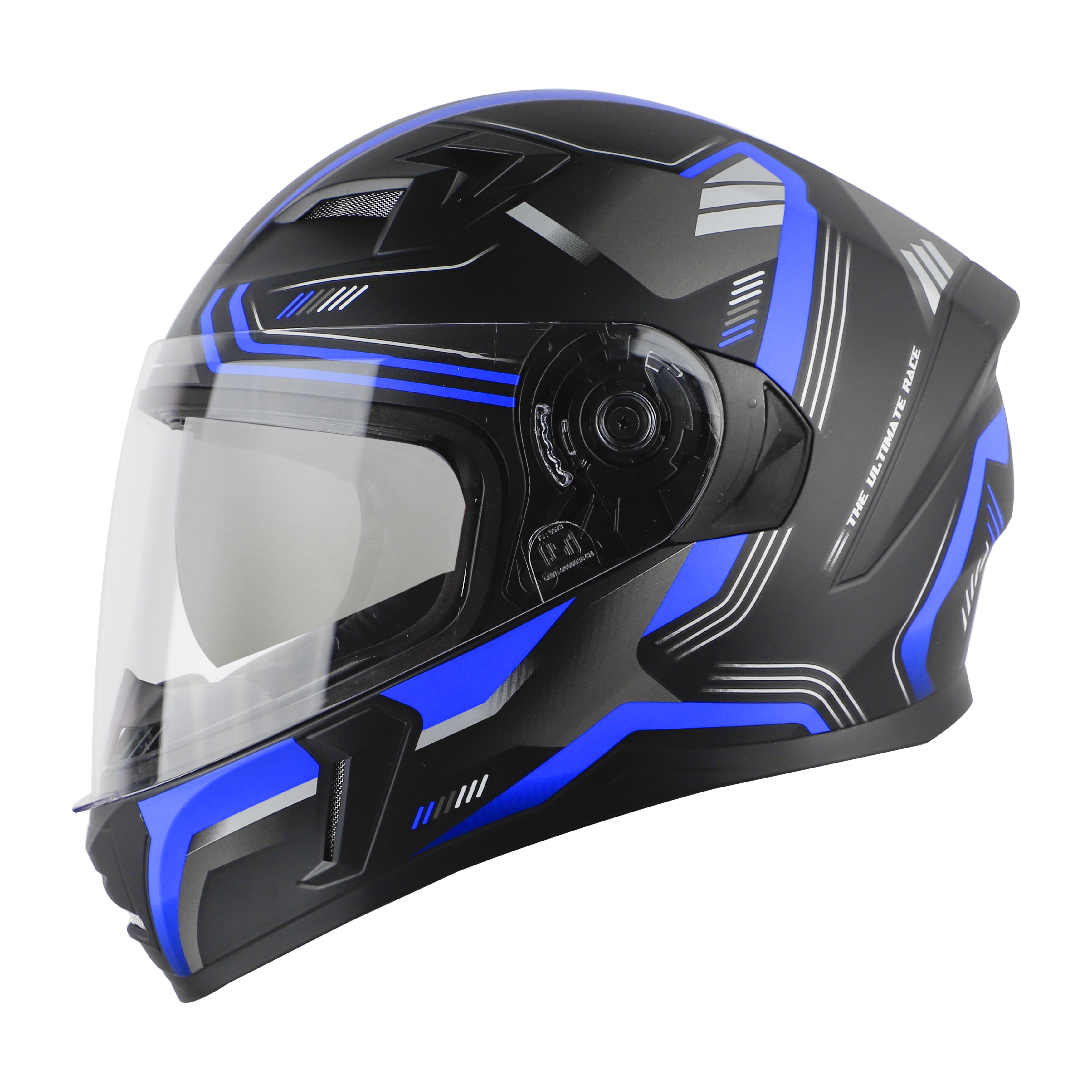 SBA-21 ULTIMATE RACE GLOSSY BLACK WITH BLUE (WITH CHROME SILVER INNER SUN SHIELD)