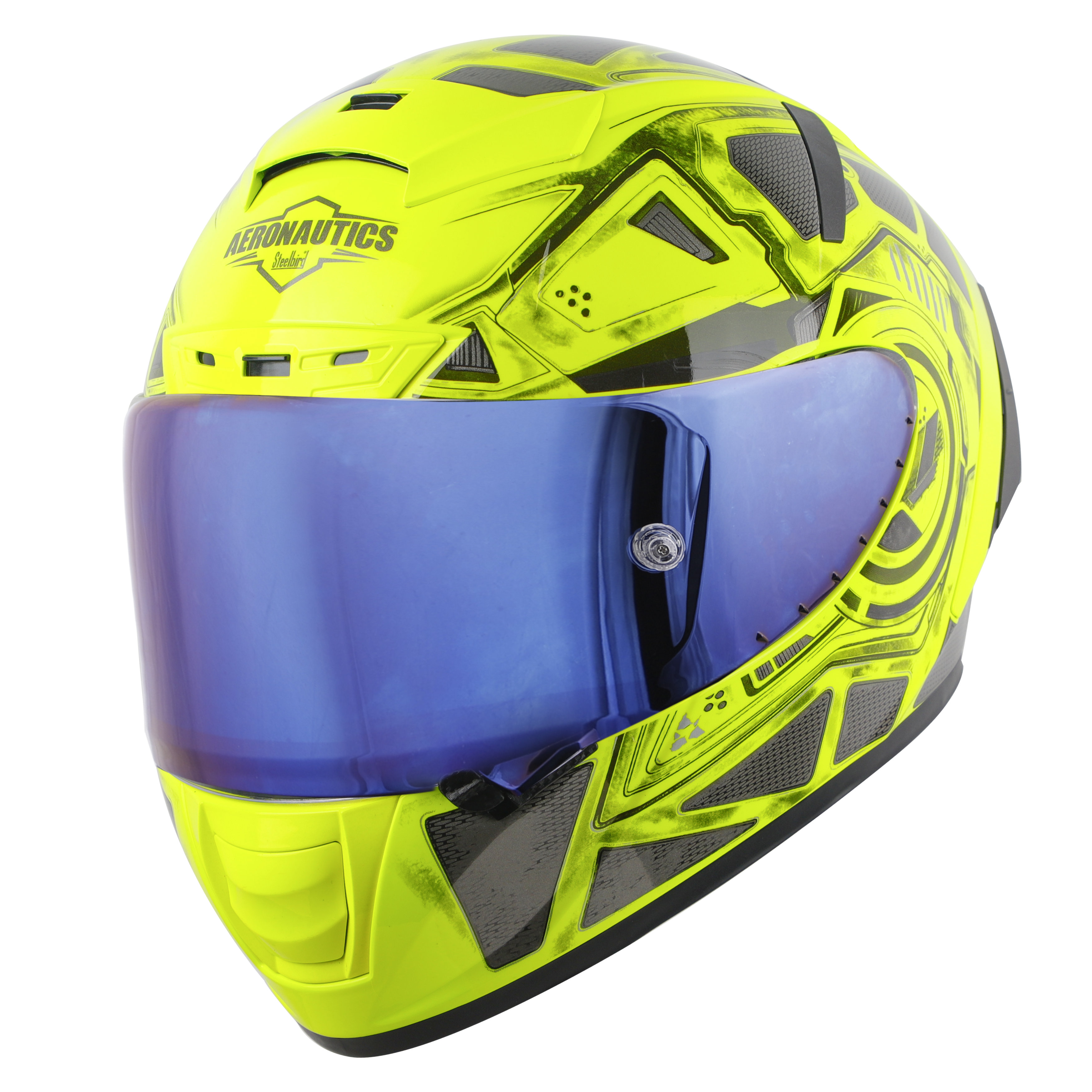 SA-2 GRILL GLOSSY FLUO NEON WITH GREY ( FITTED WITH CLEAR VISOR EXTRA BLUE CHROME VISOR FREE &  WITH ANTI-FOG SHIELD HOLDER)