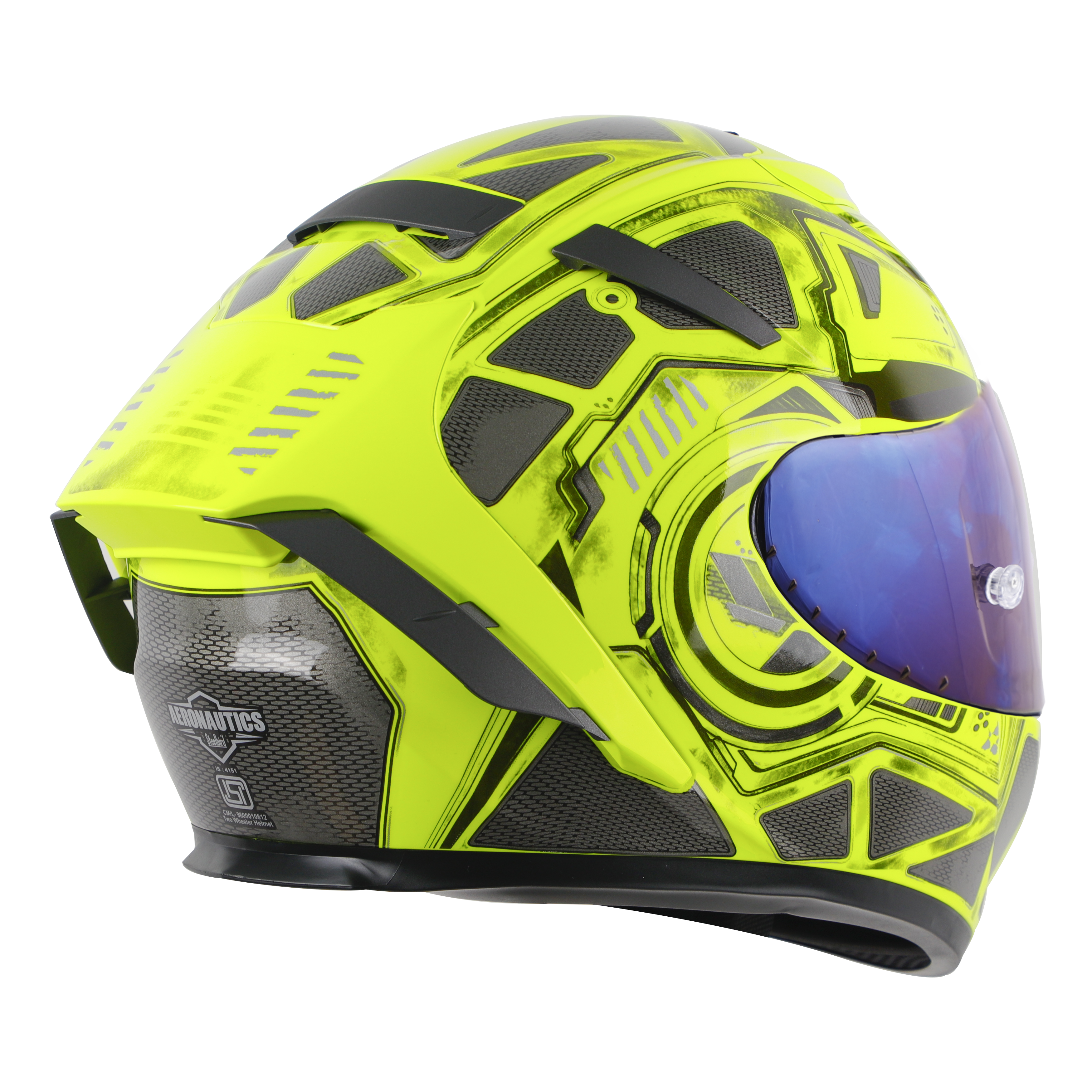 SA-2 GRILL GLOSSY FLUO NEON WITH GREY ( FITTED WITH CLEAR VISOR EXTRA BLUE CHROME VISOR FREE &  WITH ANTI-FOG SHIELD HOLDER)