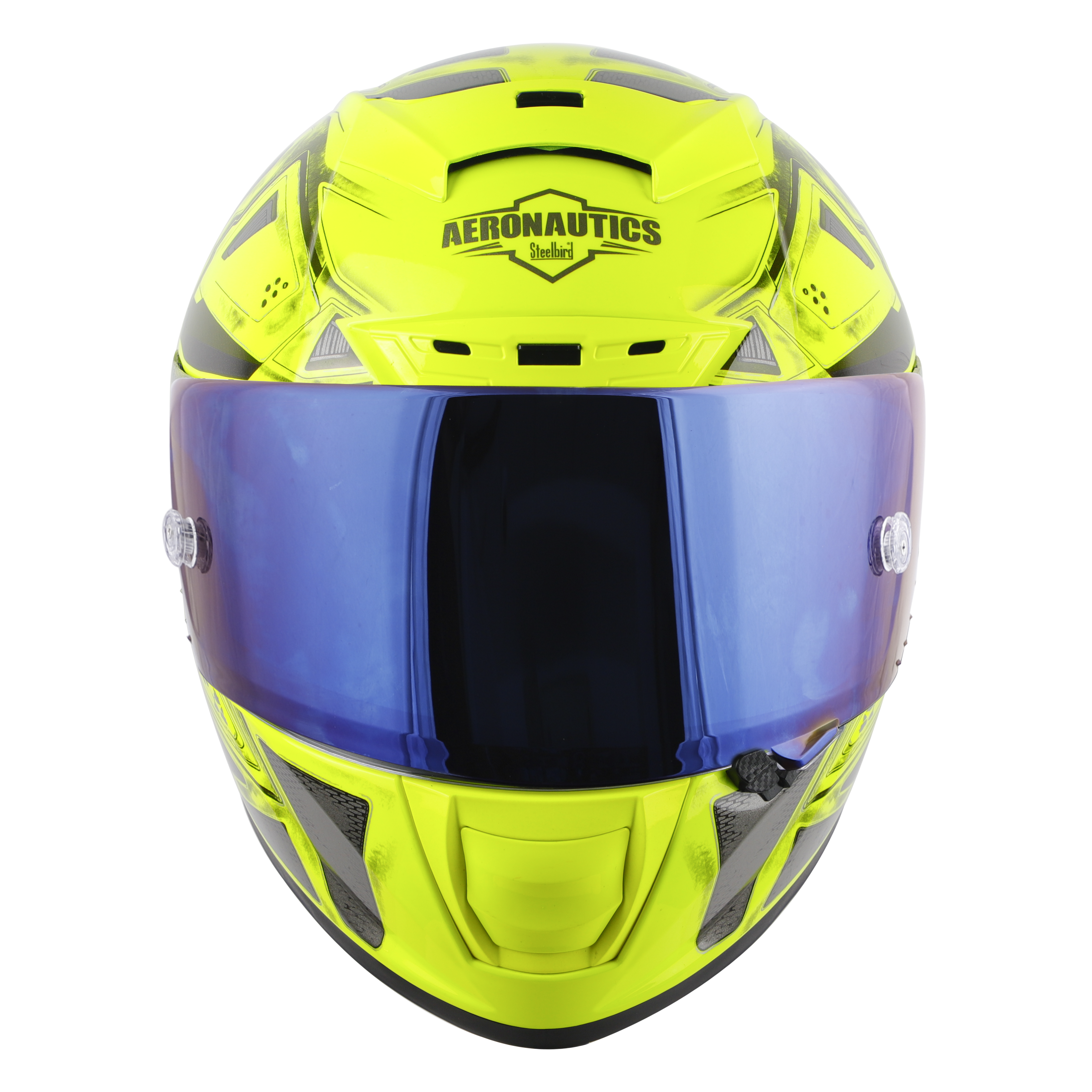 SA-2 GRILL GLOSSY FLUO NEON WITH GREY ( FITTED WITH CLEAR VISOR EXTRA BLUE CHROME VISOR FREE &  WITH ANTI-FOG SHIELD HOLDER)