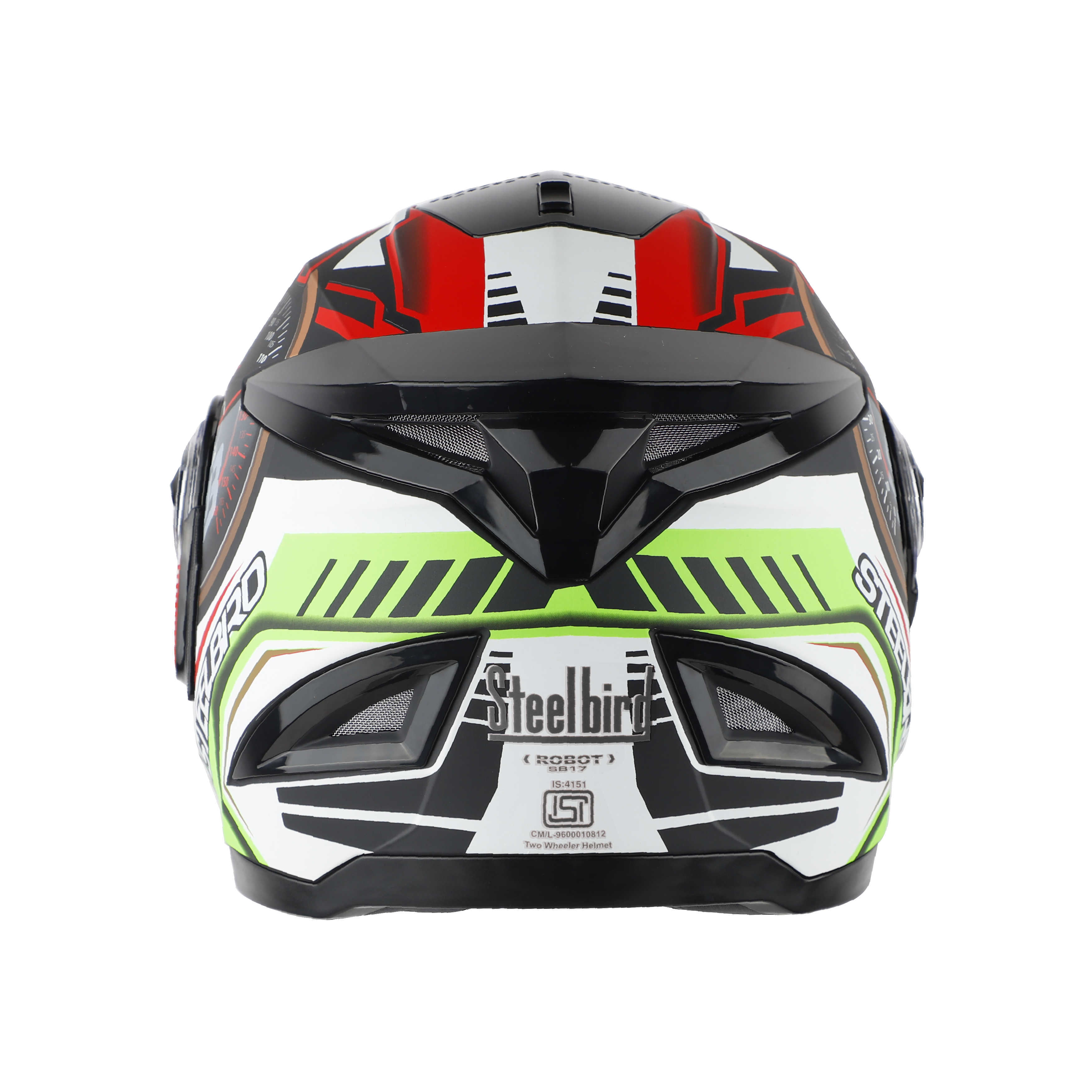 Steelbird SBH-17 Ignimeter Full Face ISI Certified Graphic Helmet (Matt Black Green With Clear Visor)