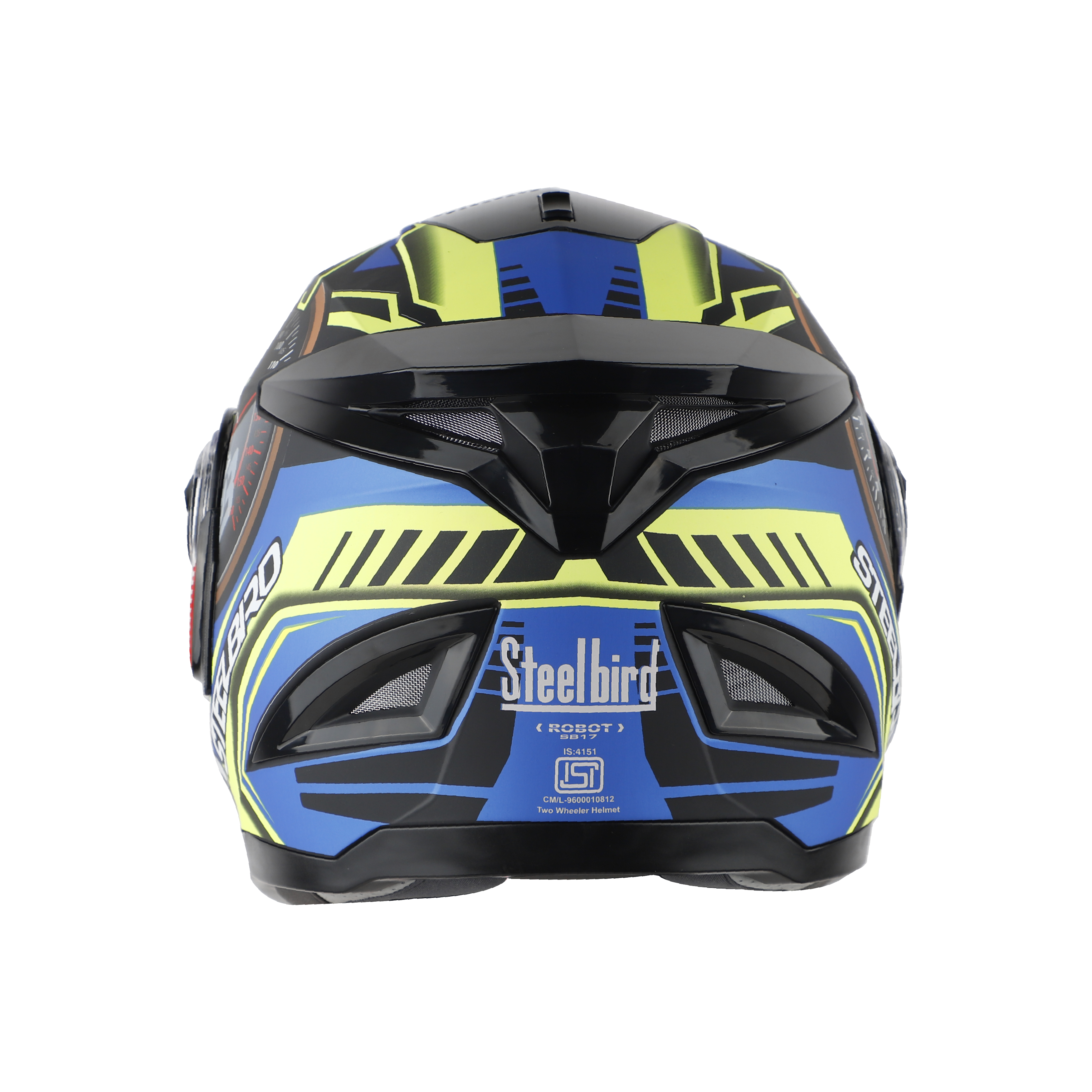 Steelbird SBH-17 Ignimeter Full Face ISI Certified Graphic Helmet (Glossy Black Blue With Clear Visor)