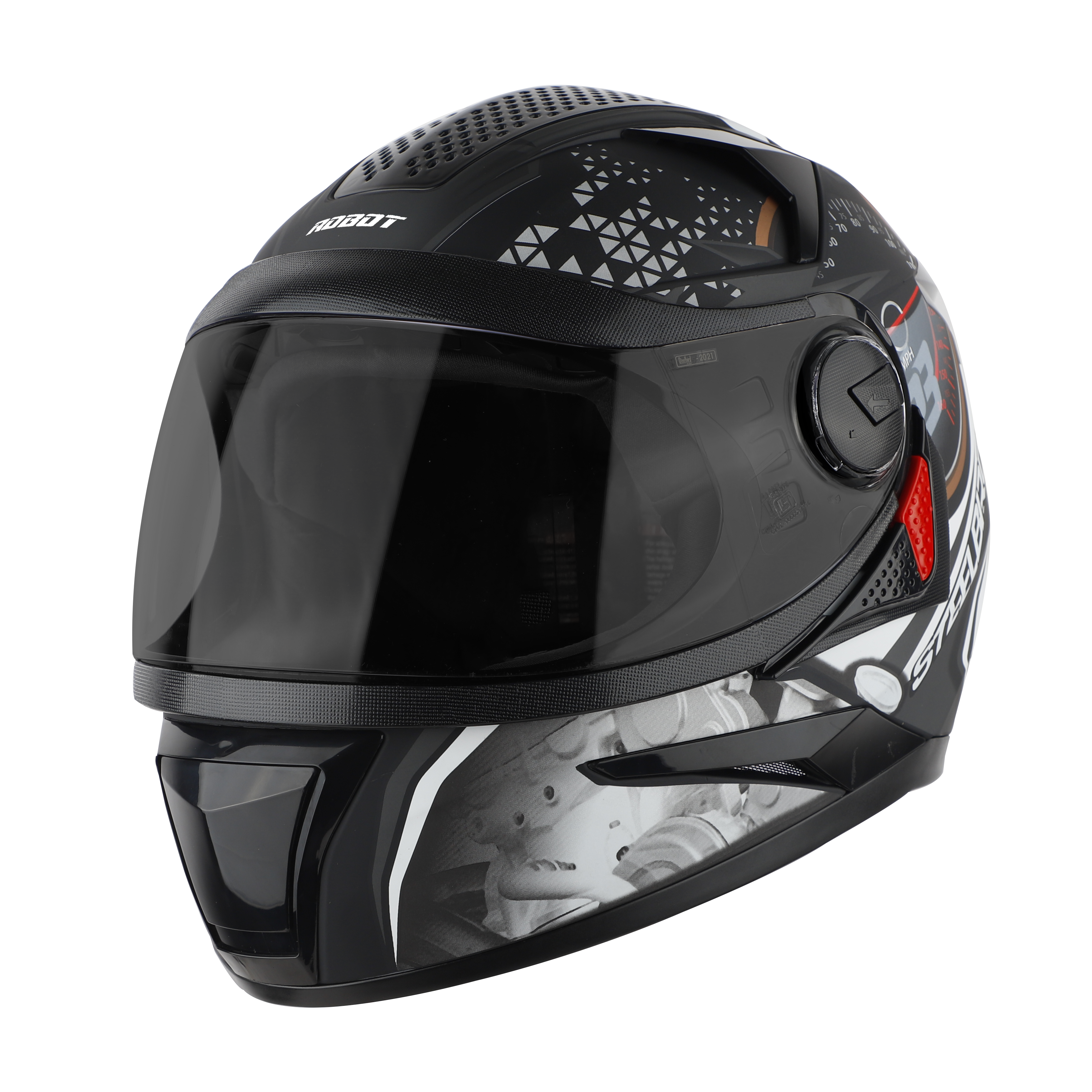 Steelbird SBH-17 Ignimeter Full Face ISI Certified Graphic Helmet (Matt Black Grey With Smoke Visor)