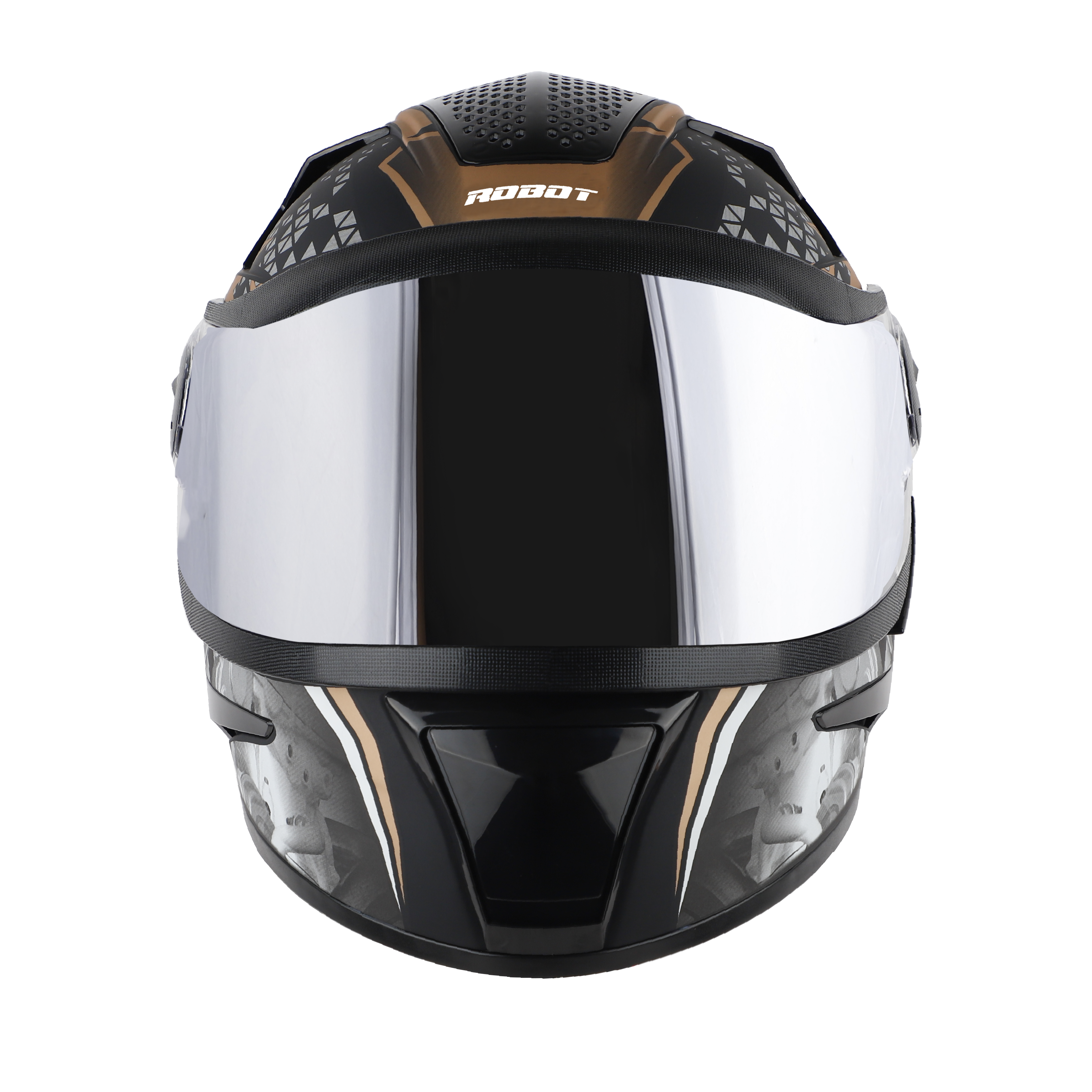Steelbird SBH-17 Ignimeter Full Face ISI Certified Graphic Helmet (Glossy Black Gold With Chrome Silver Visor)