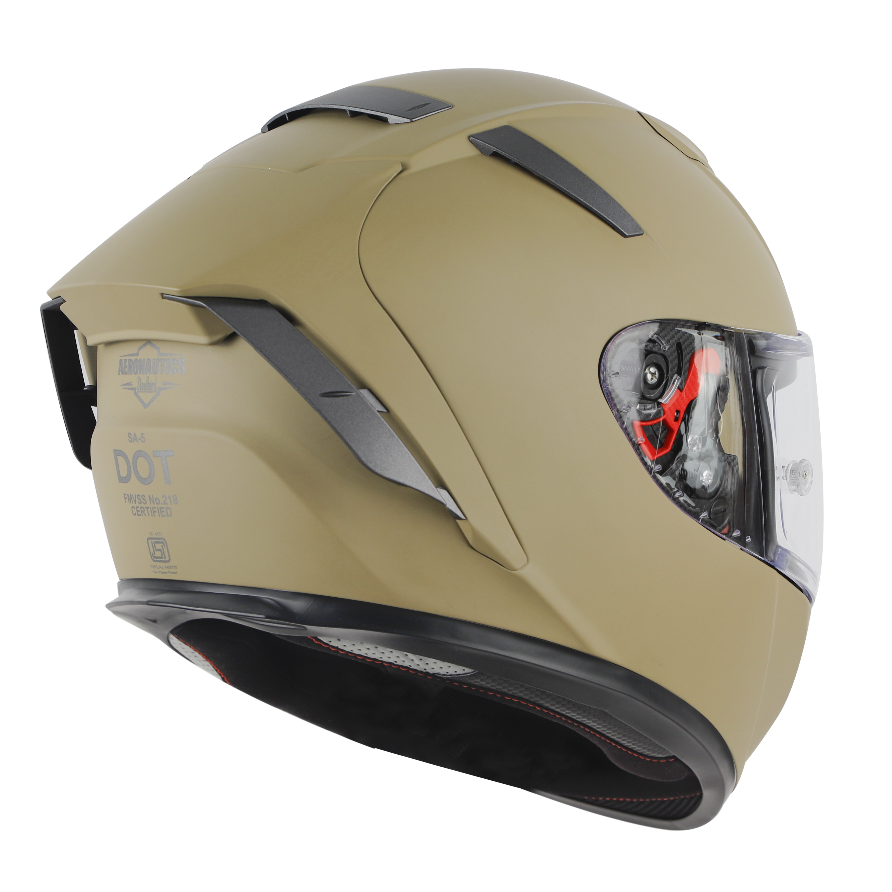 SA-5 DOT MAT DESERT STORM WITH CLEAR ANTI-FOG SHIELD VISOR