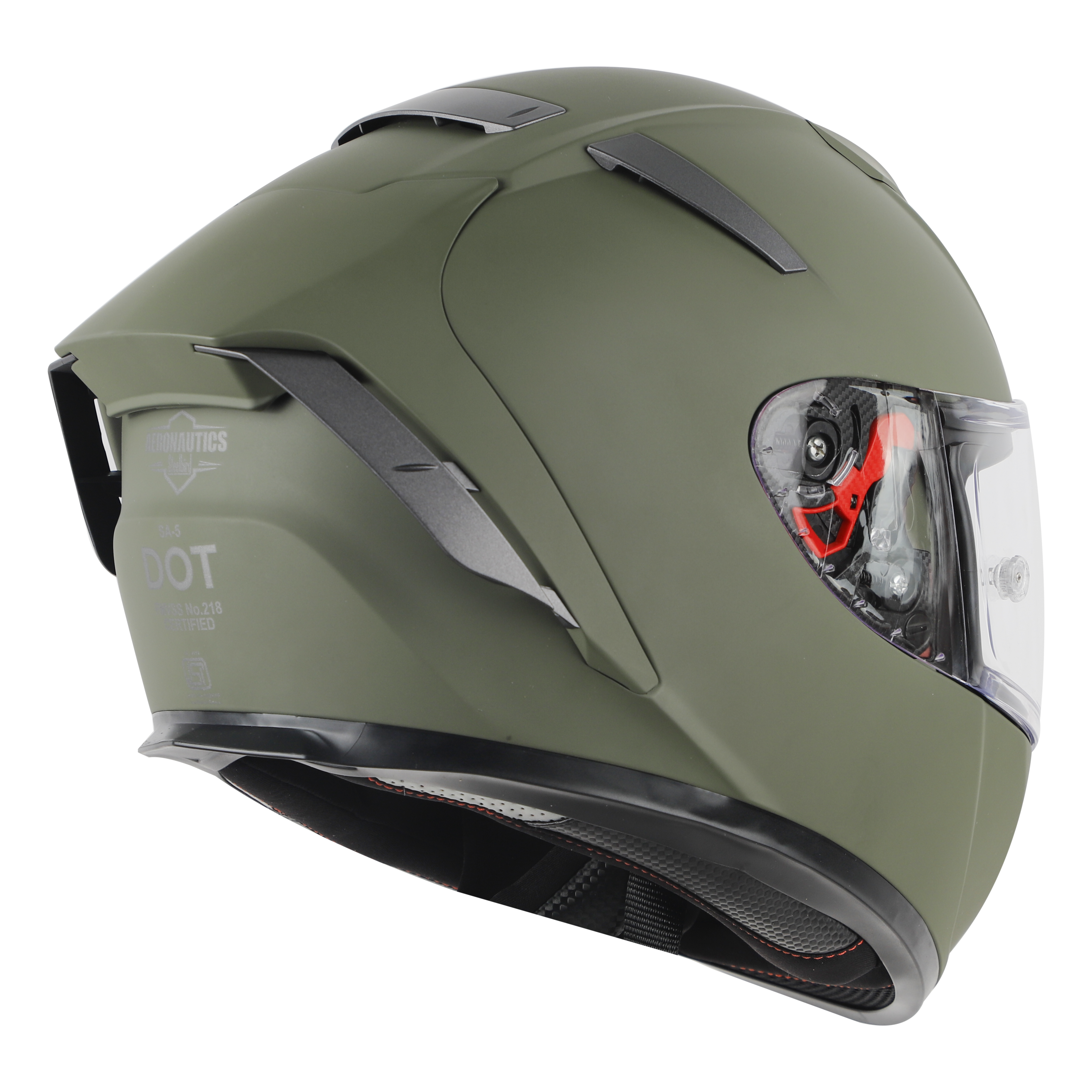 SA-5 DOT MAT BATTLE GREEN WITH CLEAR ANTI-FOG SHIELD VISOR