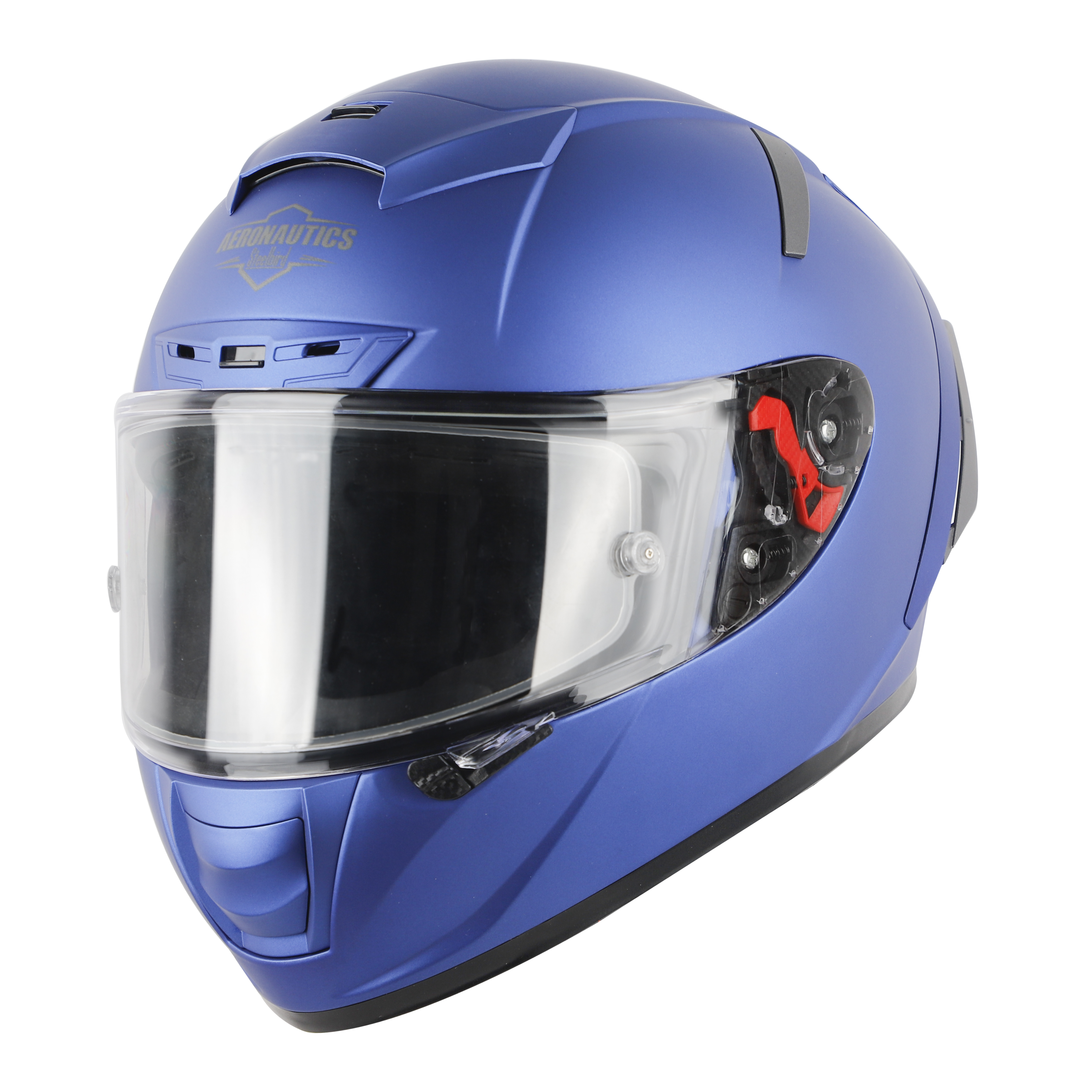 SA-5 DOT MAT Y.BLUE WITH CLEAR ANTI-FOG SHIELD VISOR