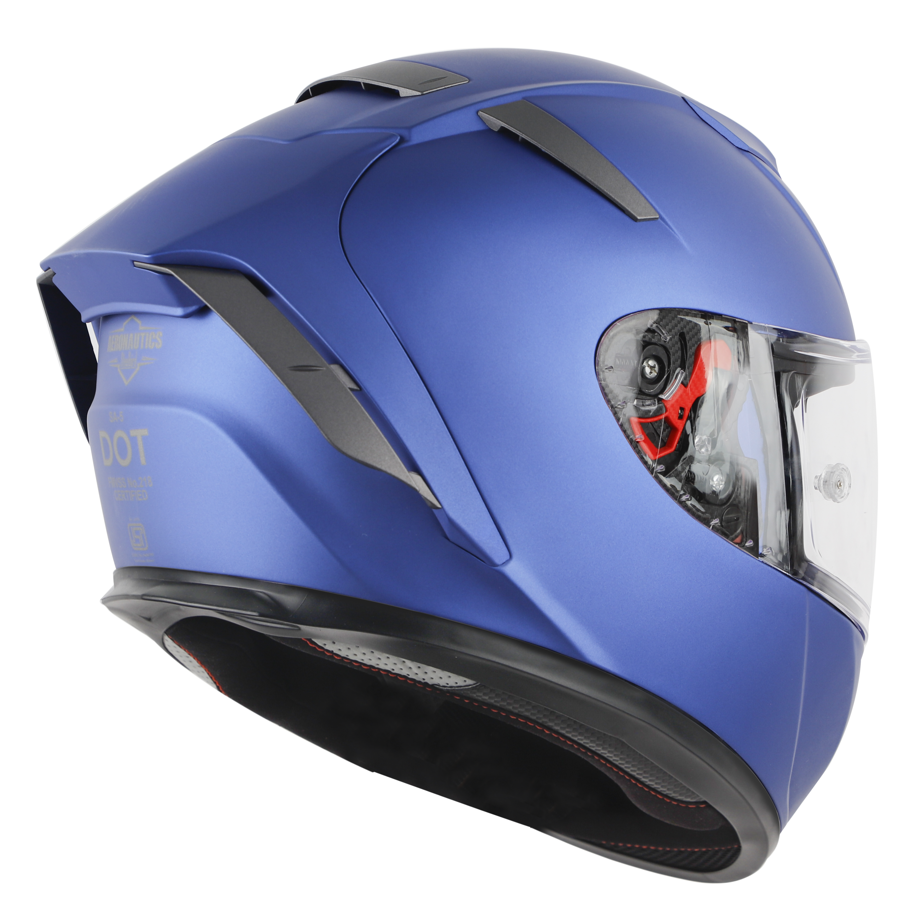 SA-5 DOT MAT Y.BLUE WITH CLEAR ANTI-FOG SHIELD VISOR