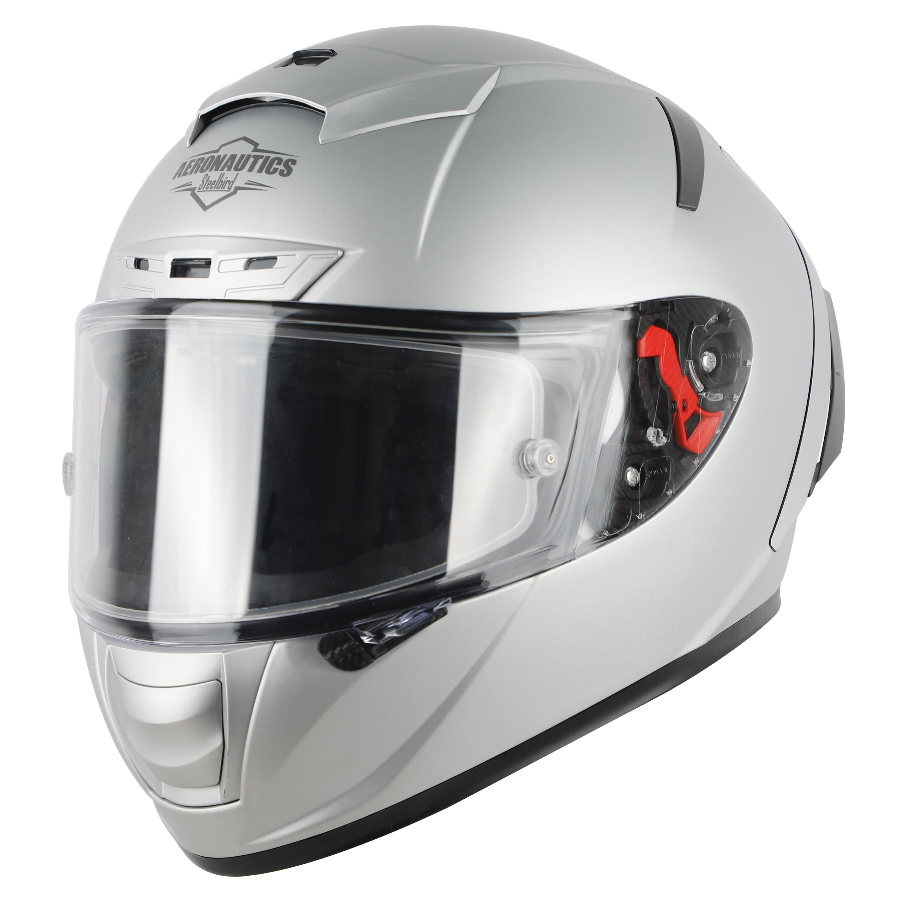 SA-5 DOT GLOSSY SILVER WITH CLEAR ANTI-FOG SHIELD VISOR