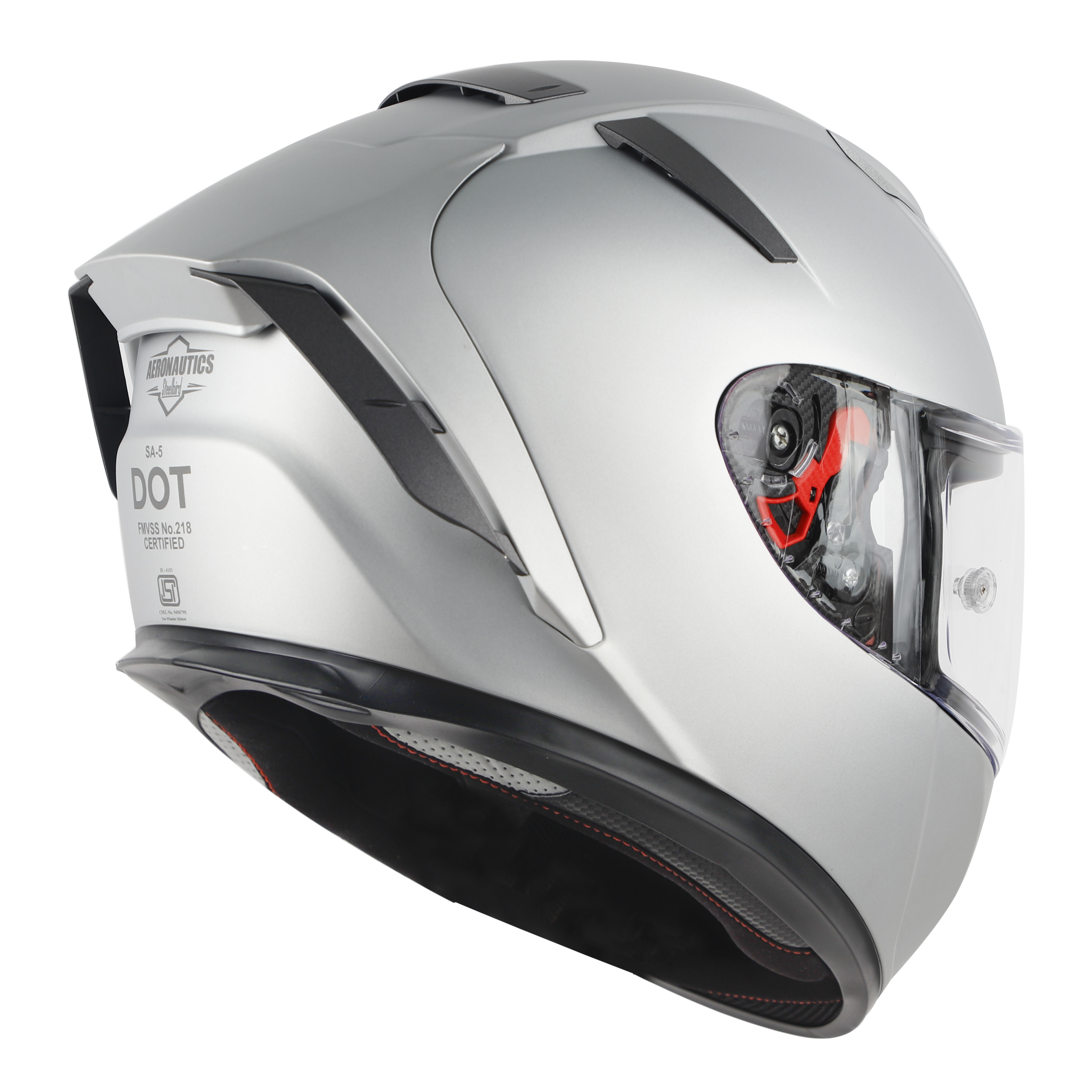 SA-5 DOT MAT SILVER WITH CLEAR ANTI-FOG SHIELD VISOR