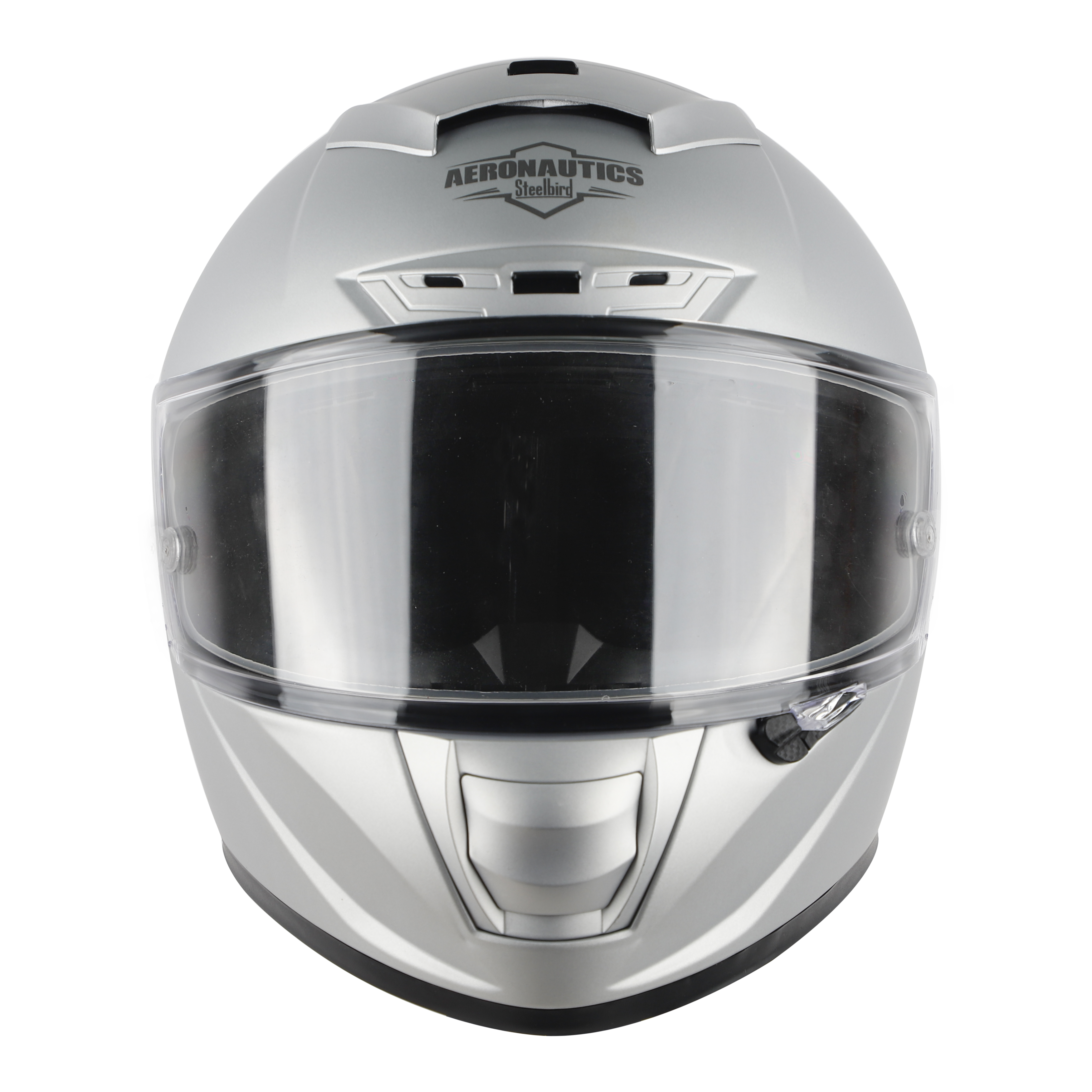 SA-5 DOT GLOSSY SILVER WITH CLEAR ANTI-FOG SHIELD VISOR