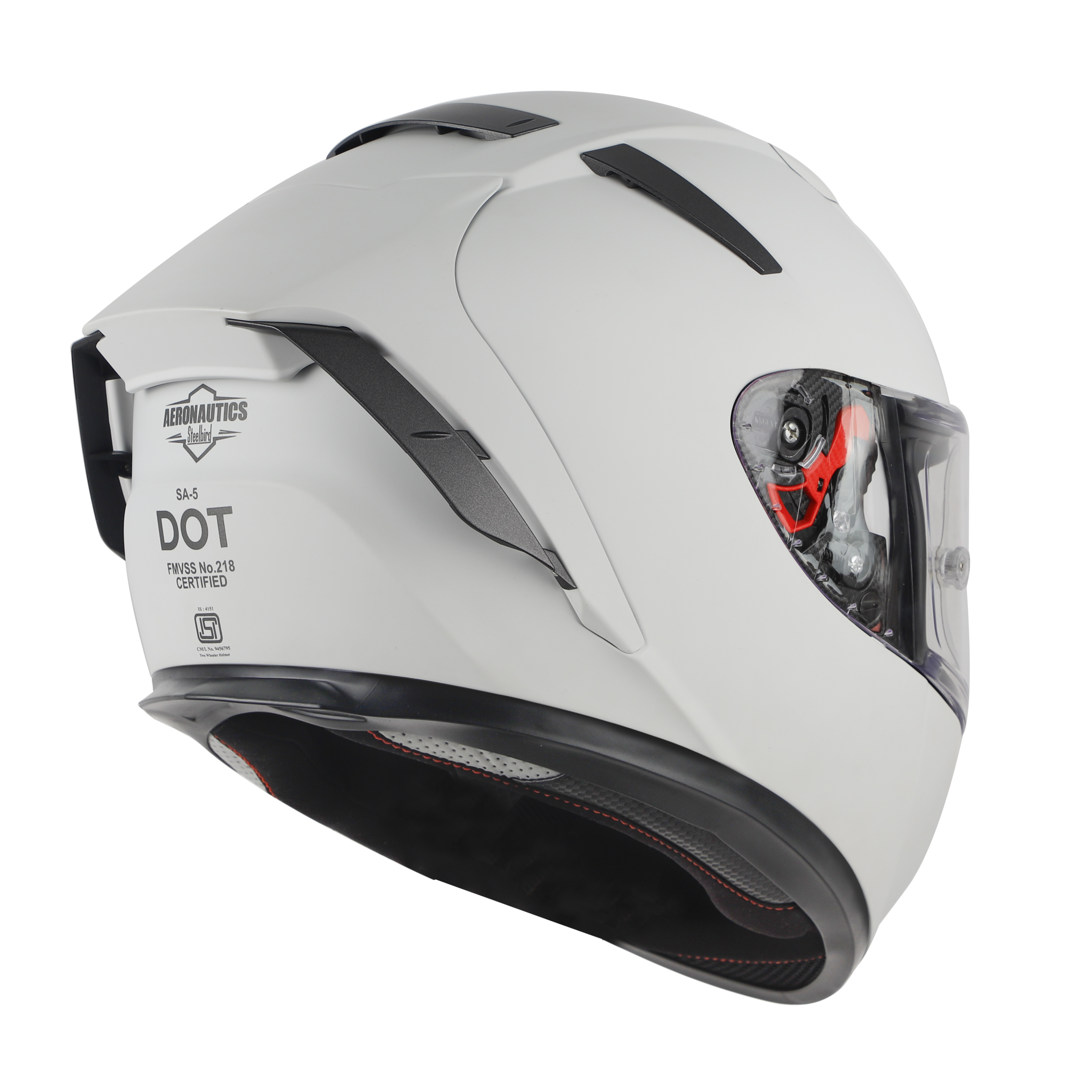 SA-5 DOT MAT WHITE WITH CLEAR ANTI-FOG SHIELD VISOR