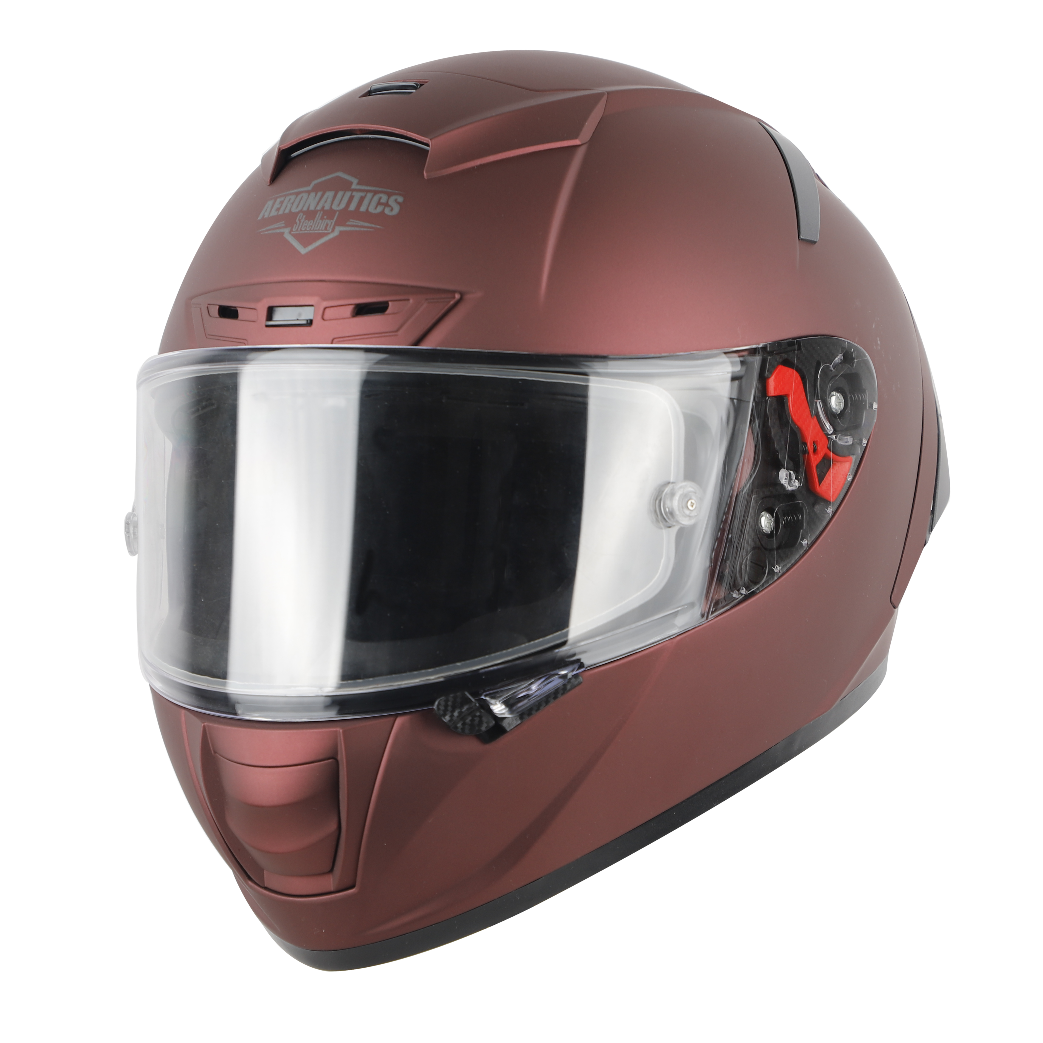 SA-5 DOT MAT MAROON WITH CLEAR ANTI-FOG SHIELD VISOR