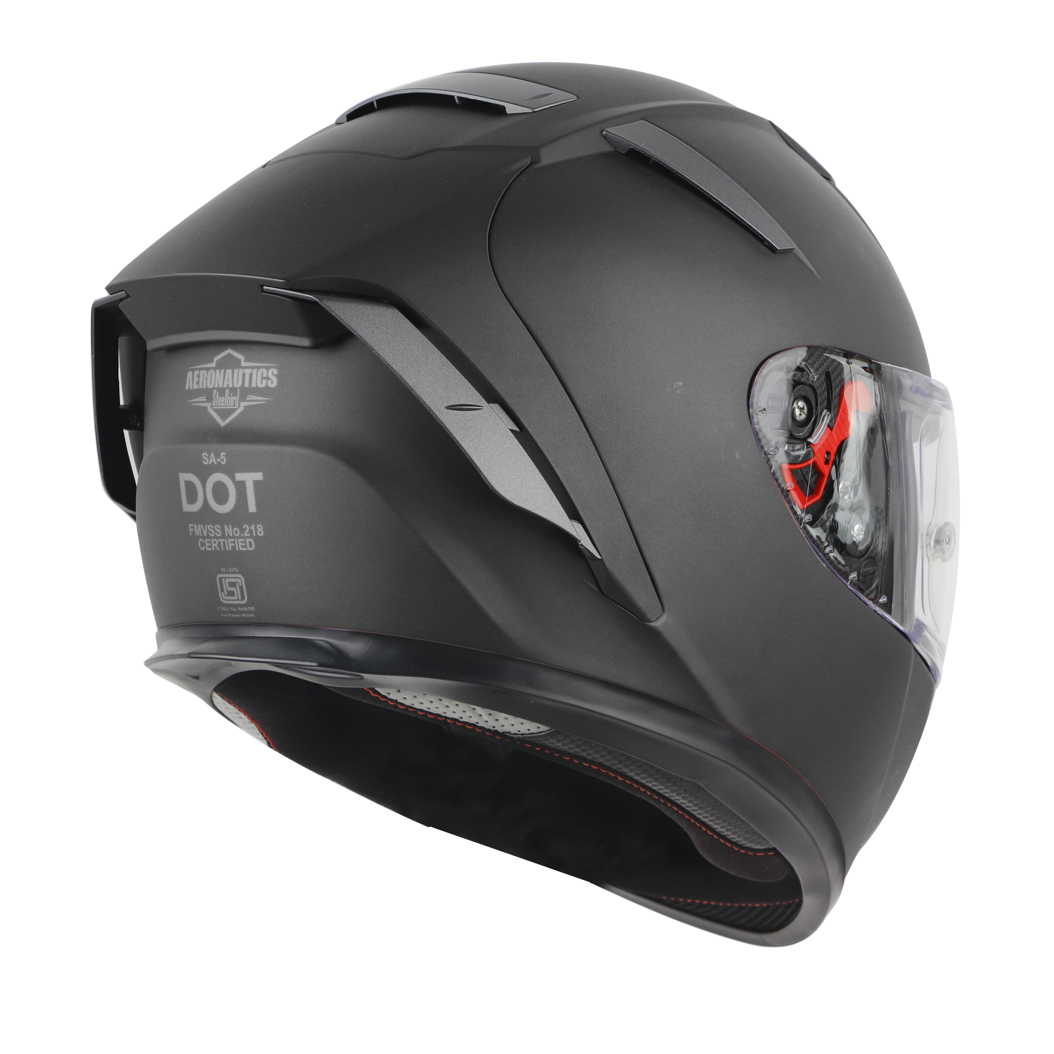 SA-5 DOT MAT BLACK WITH CLEAR ANTI-FOG SHIELD VISOR