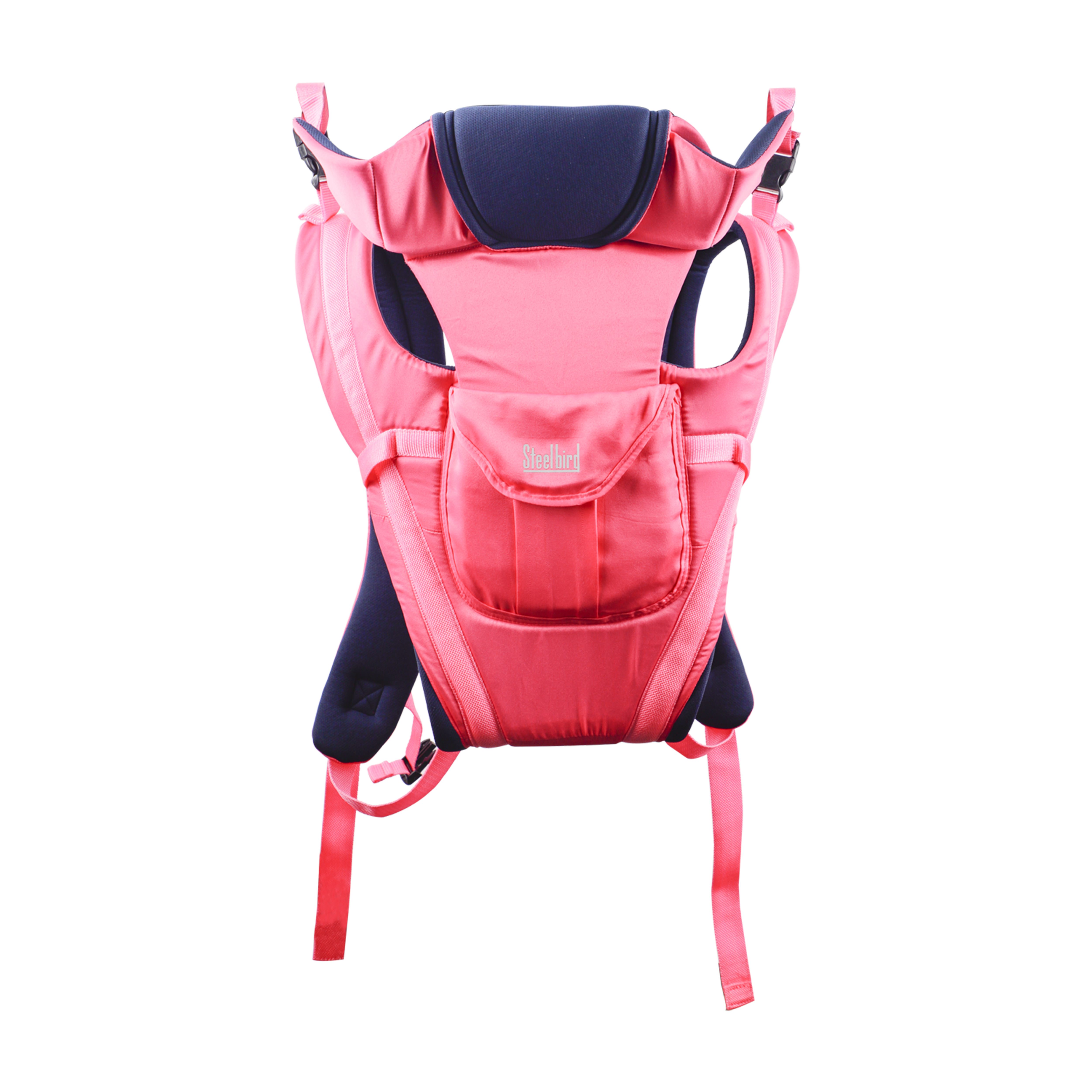 Steelbird Premium Kids 4-in-1 Adjustable Baby Carrier Cum Kangaroo Bag With Lumbar Support-Lightweight And Breathable-Back-Front Carrier For Baby With Safety Belt-Max Weight Up To 15 Kg (Blue Pink)