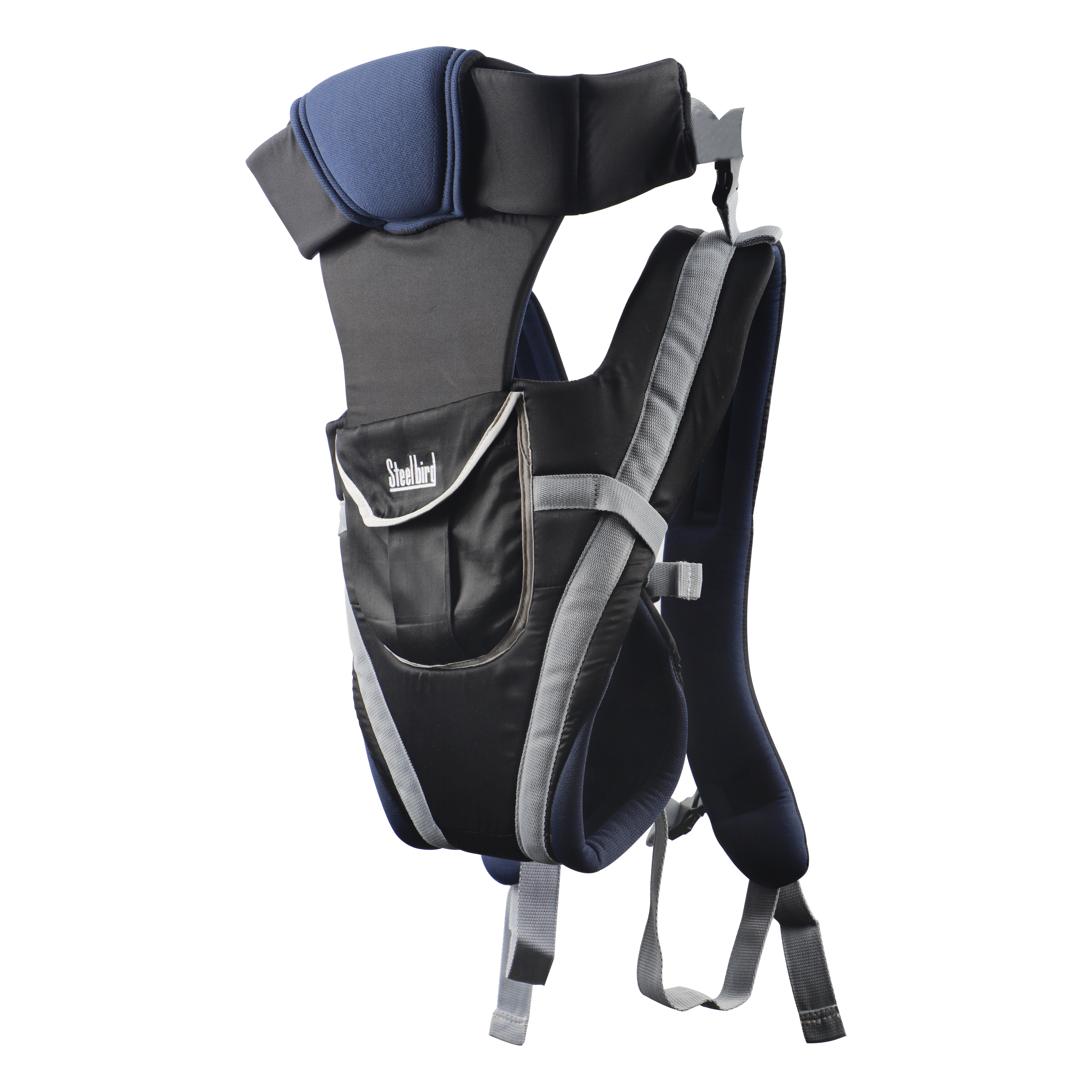 Steelbird Premium Kids 4-in-1 Adjustable Baby Carrier Cum Kangaroo Bag With Lumbar Support-Lightweight And Breathable-Back-Front Carrier For Baby With Safety Belt-Max Weight Up To 15 Kg (Blue Black)