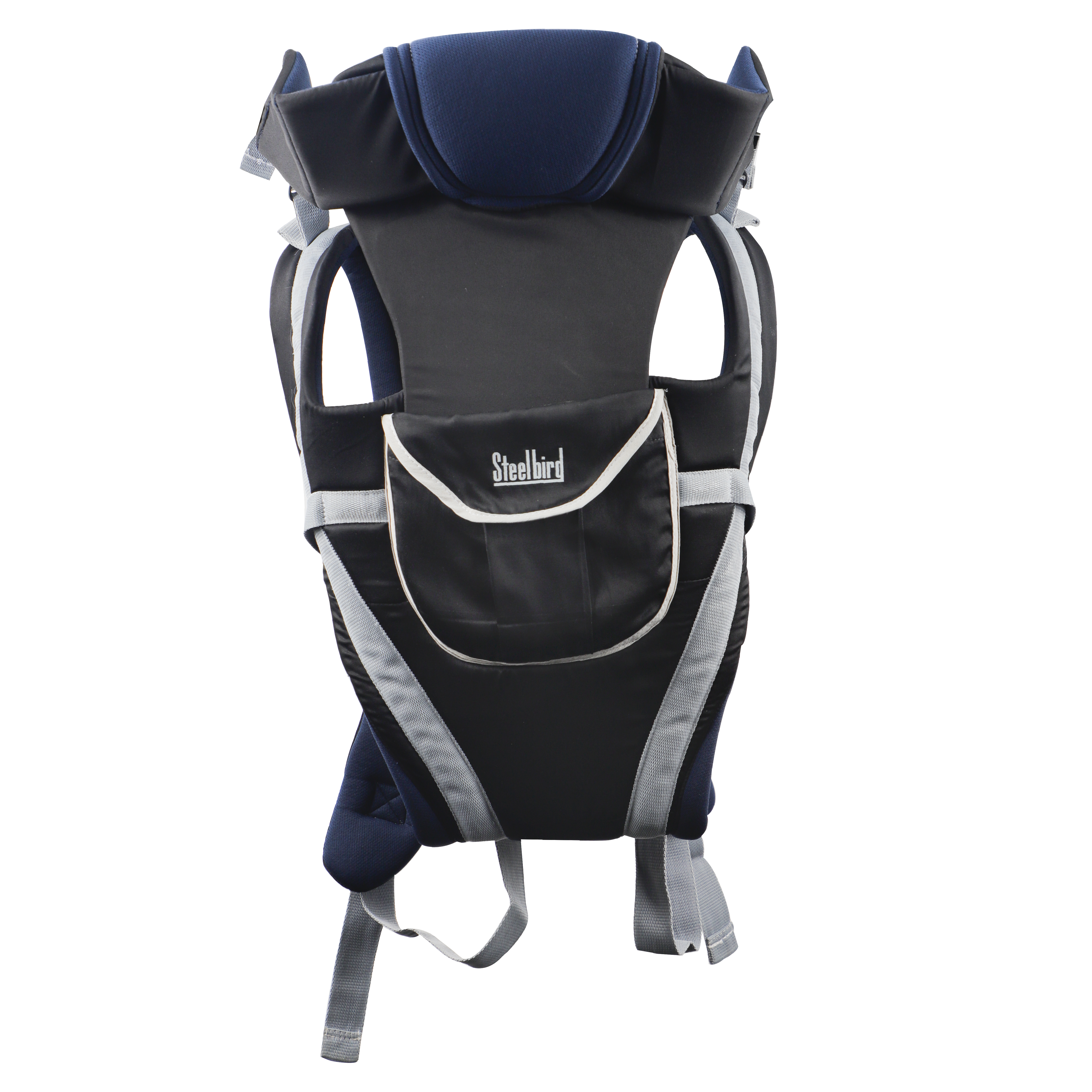 Steelbird Premium Kids 4-in-1 Adjustable Baby Carrier Cum Kangaroo Bag With Lumbar Support-Lightweight And Breathable-Back-Front Carrier For Baby With Safety Belt-Max Weight Up To 15 Kg (Blue Black)
