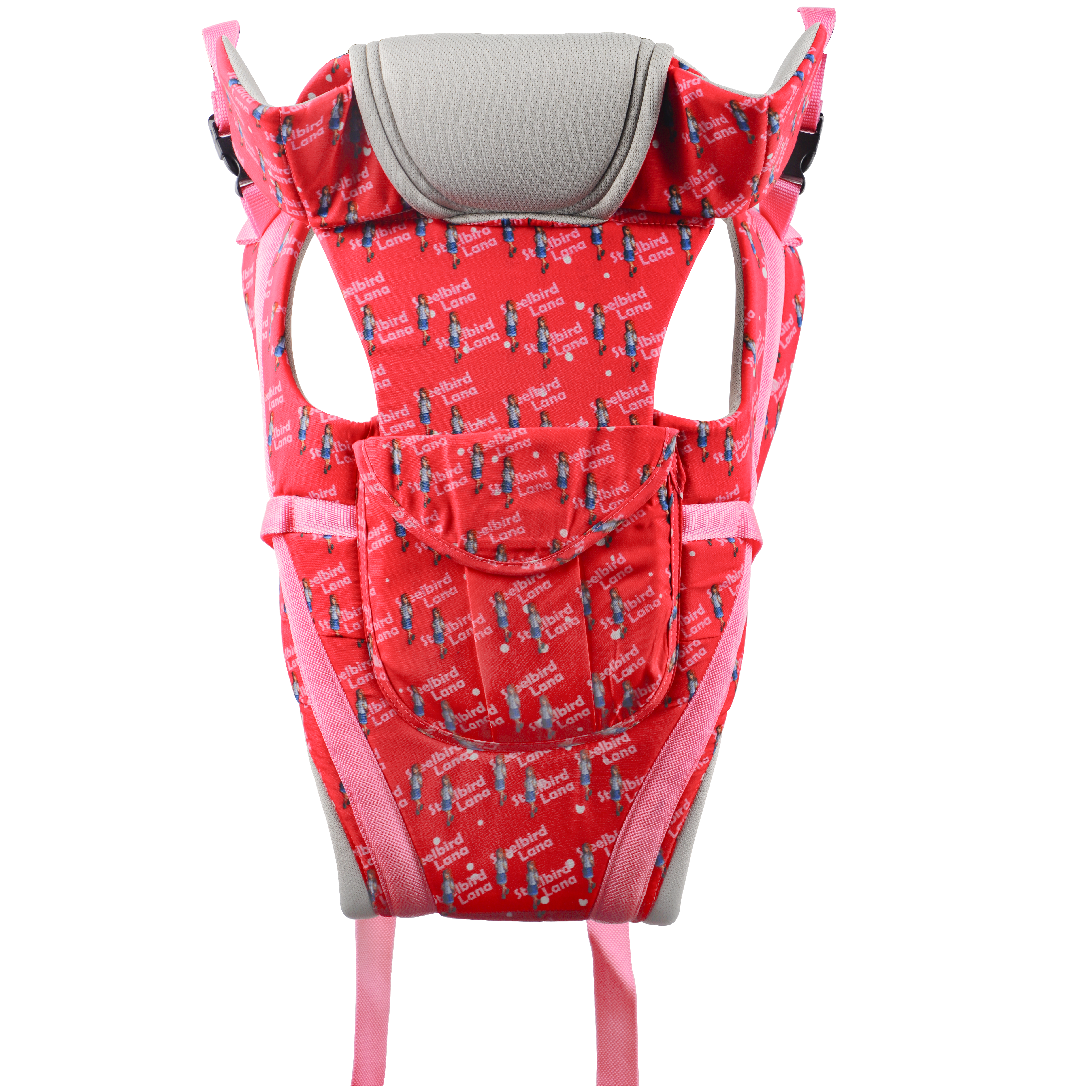 Steelbird Premium Kids 4-in-1 Adjustable Baby Carrier Cum Kangaroo Bag With Lumbar Support-Lightweight And Breathable-Back-Front Carrier For Baby With Safety Belt-Max Weight Up To 15 Kg (Pink Lana)