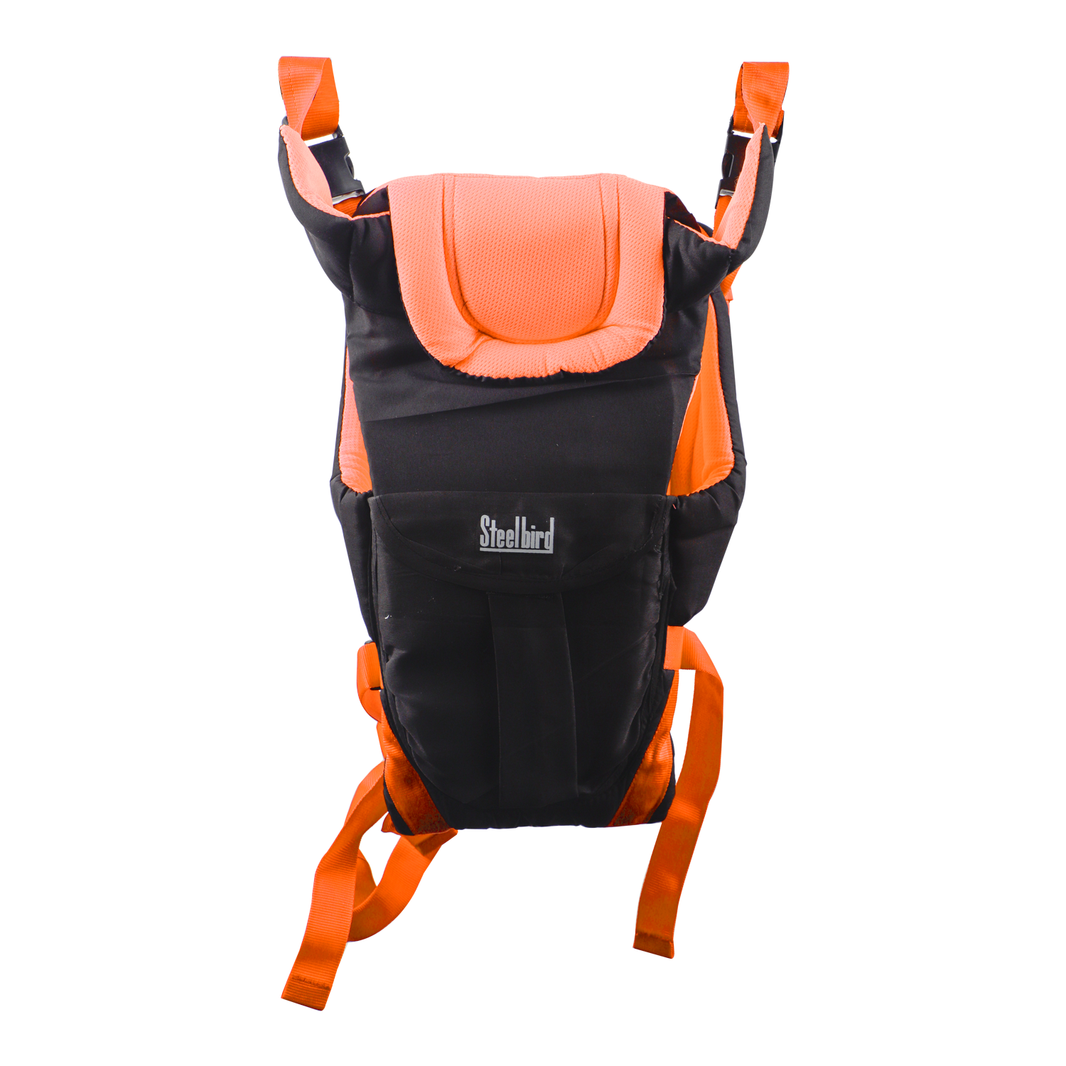 Steelbird Super Four Kids 4-in-1 Adjustable Baby Carrier Cum Kangaroo Bag-Lightweight And Breathable-Back-Front Carrier For Baby With Safety Belt-Max Weight Up To 12 Kg (Orange Black)
