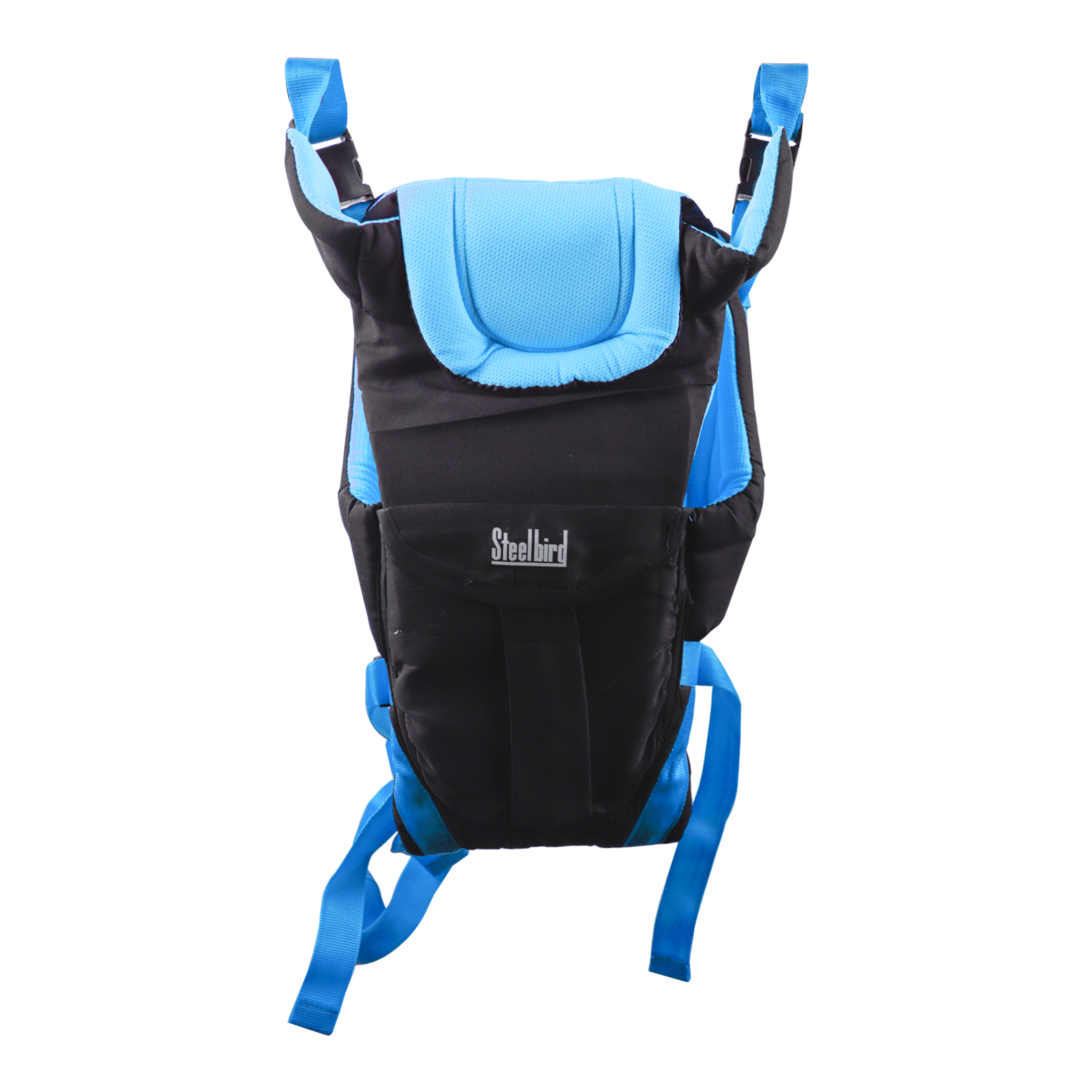 Steelbird Super Four Kids 4-in-1 Adjustable Baby Carrier Cum Kangaroo Bag-Lightweight And Breathable-Back-Front Carrier For Baby With Safety Belt-Max Weight Up To 12 Kg (Blue Black)