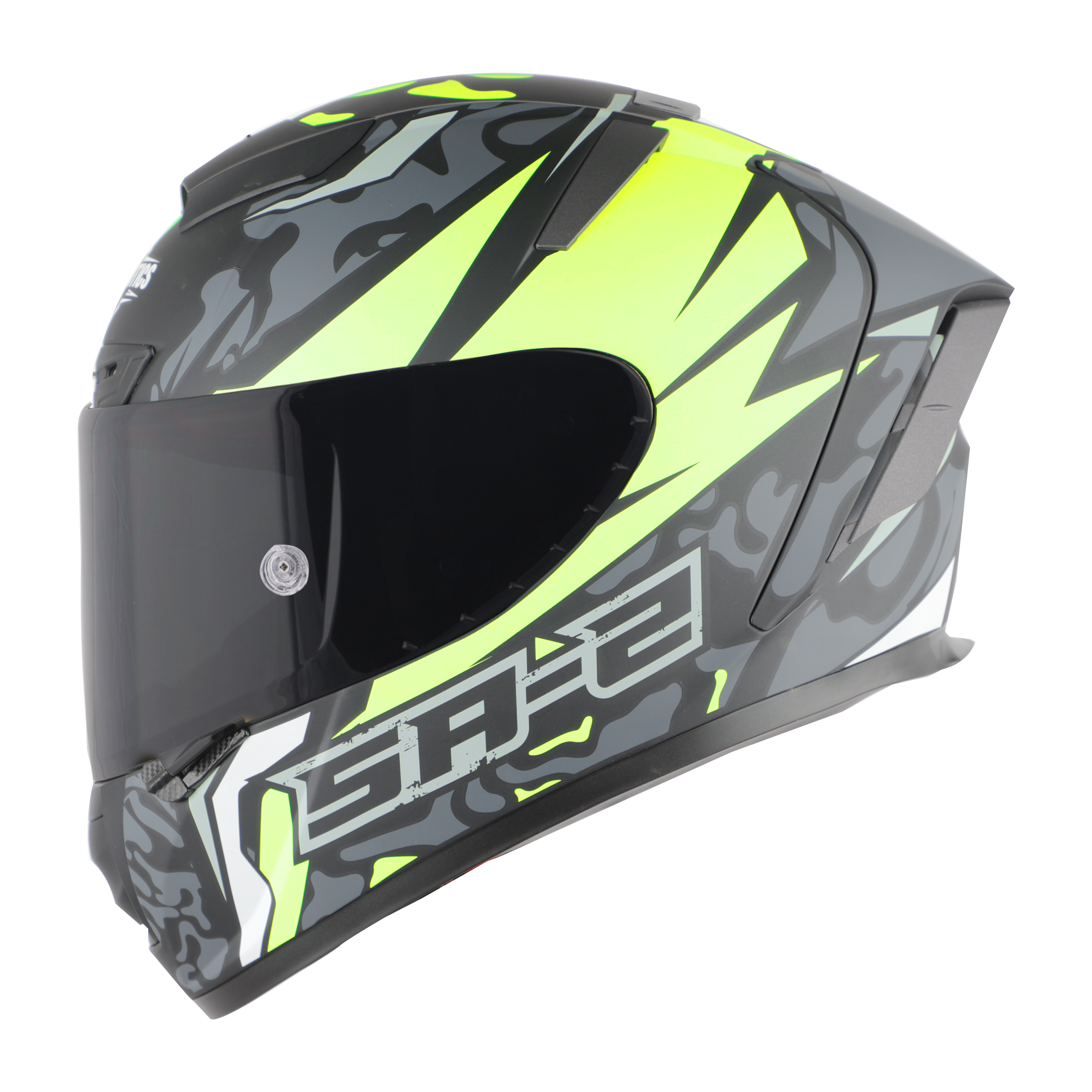 SA-2 TERMINATOR 3.0 MAT BLACK WITH NEON FITTED WITH CLEAR VISOR EXTRA SMOKE VISOR FREE (WITH ANTI-FOR SHIELD HOLDER)