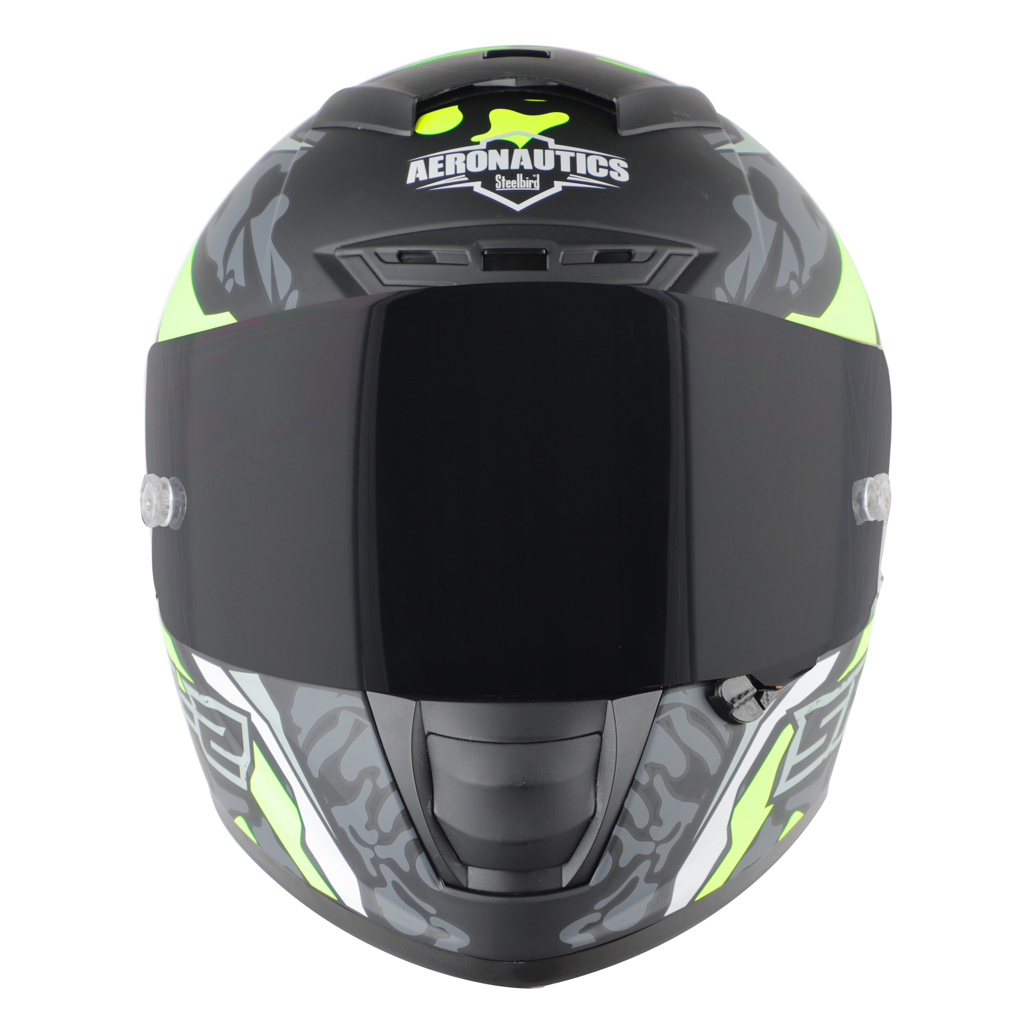 SA-2 TERMINATOR 3.0 GLOSSY BLACK WITH NEON FITTED WITH CLEAR VISOR EXTRA SMOKE VISOR FREE (WITH ANTI-FOR SHIELD HOLDER)