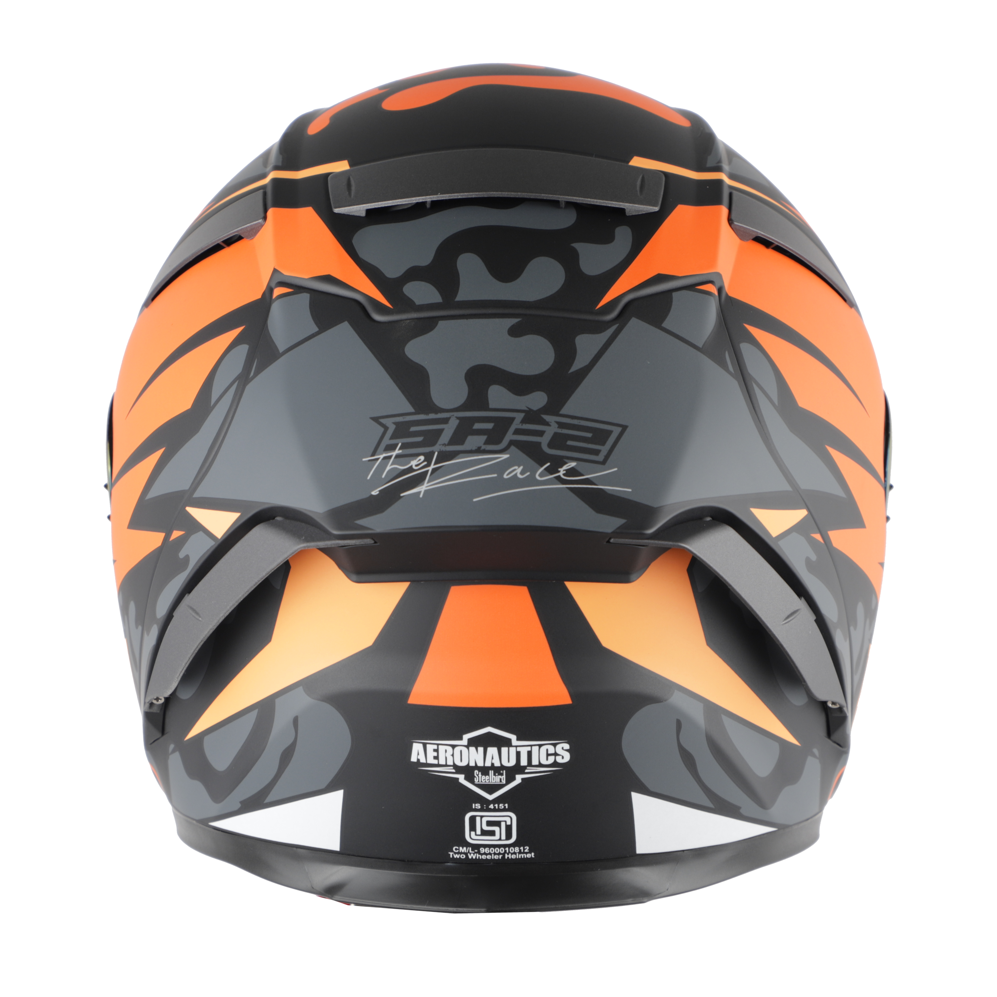 SA-2 TERMINATOR 3.0 MAT BLACK WITH ORANGE FITTED WITH CLEAR VISOR EXTRA SMOKE VISOR FREE (WITH ANTI-FOR SHIELD HOLDER)