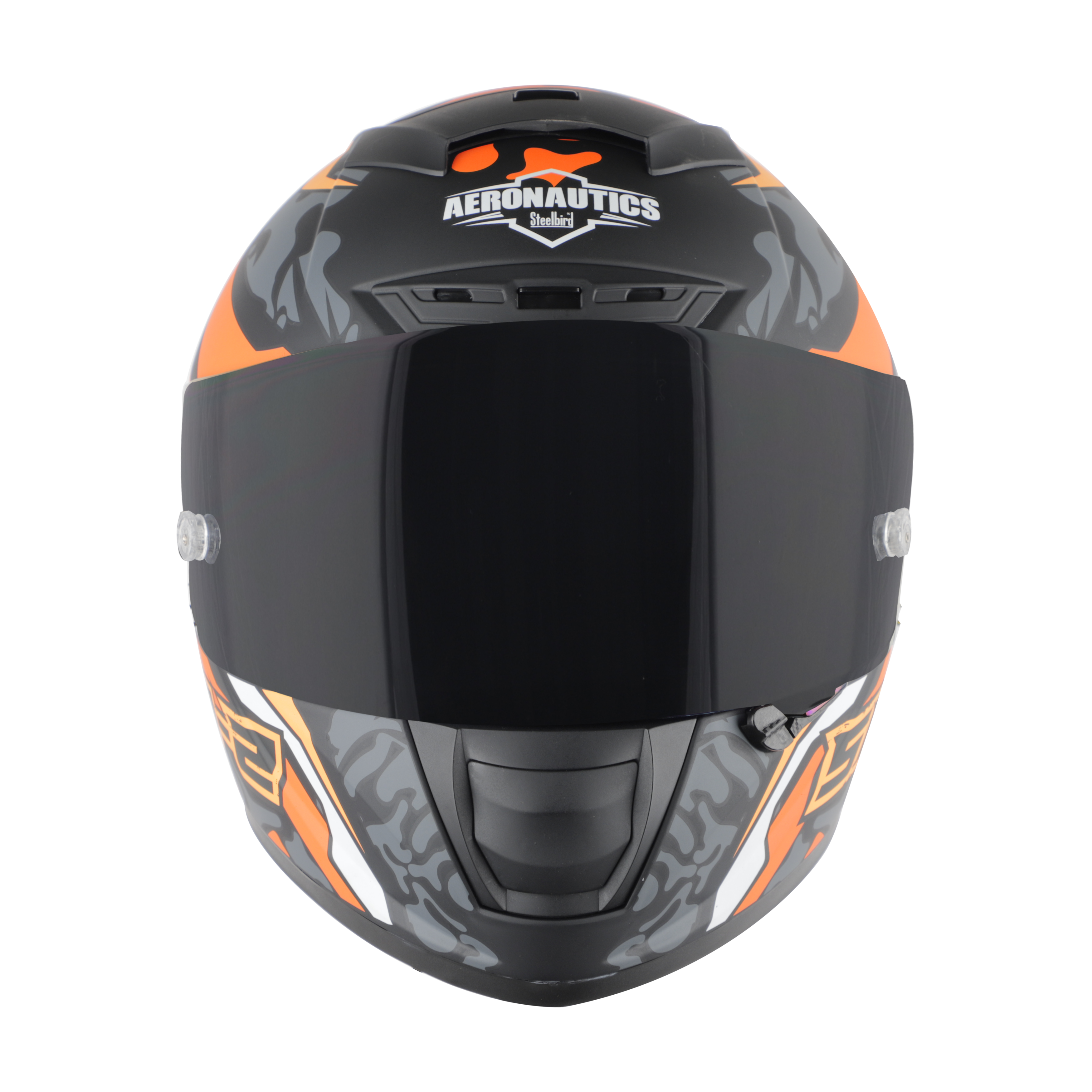 SA-2 TERMINATOR 3.0 GLOSSY BLACK WITH ORANGE FITTED WITH CLEAR VISOR EXTRA SMOKE VISOR FREE (WITH ANTI-FOR SHIELD HOLDER)