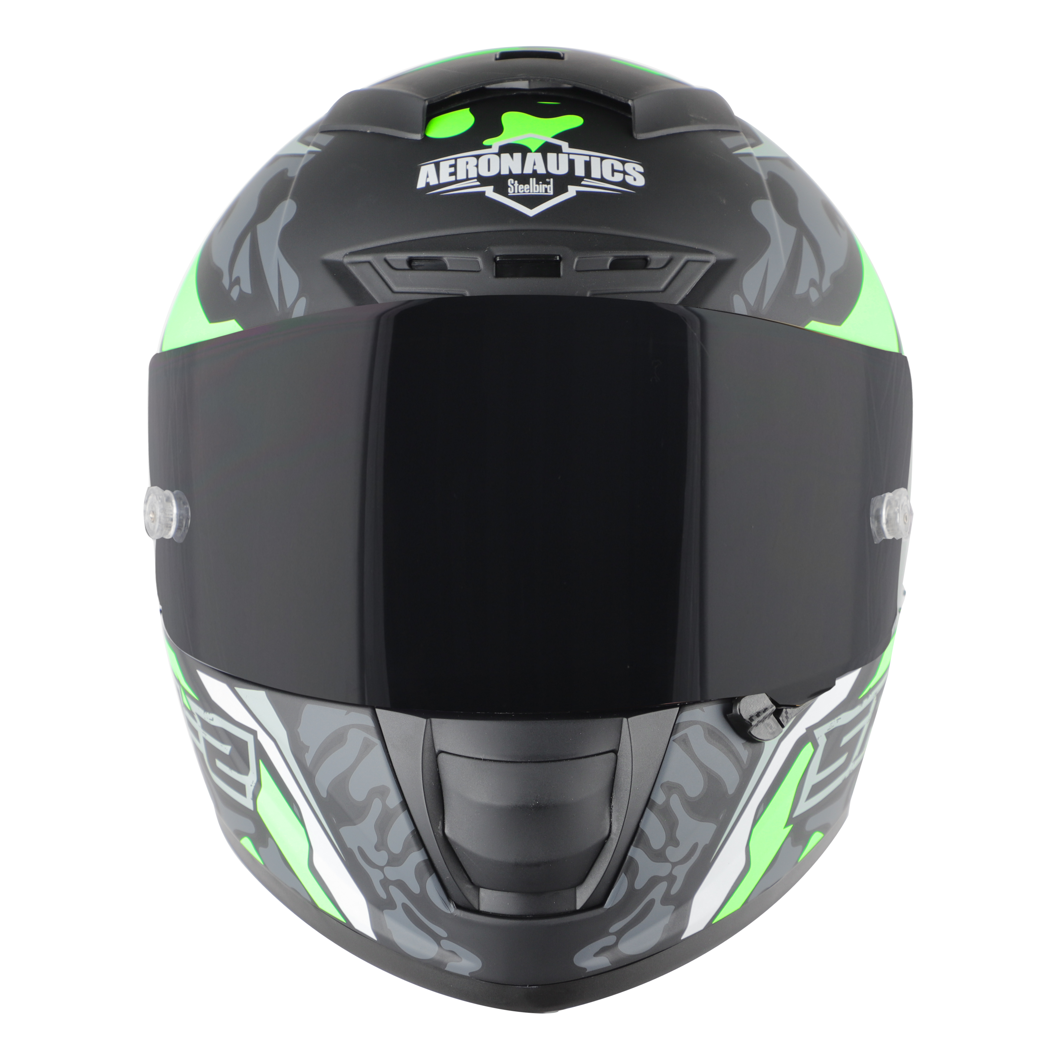 SA-2 TERMINATOR 3.0 MAT BLACK WITH GREEN FITTED WITH CLEAR VISOR EXTRA SMOKE VISOR FREE (WITH ANTI-FOR SHIELD HOLDER)