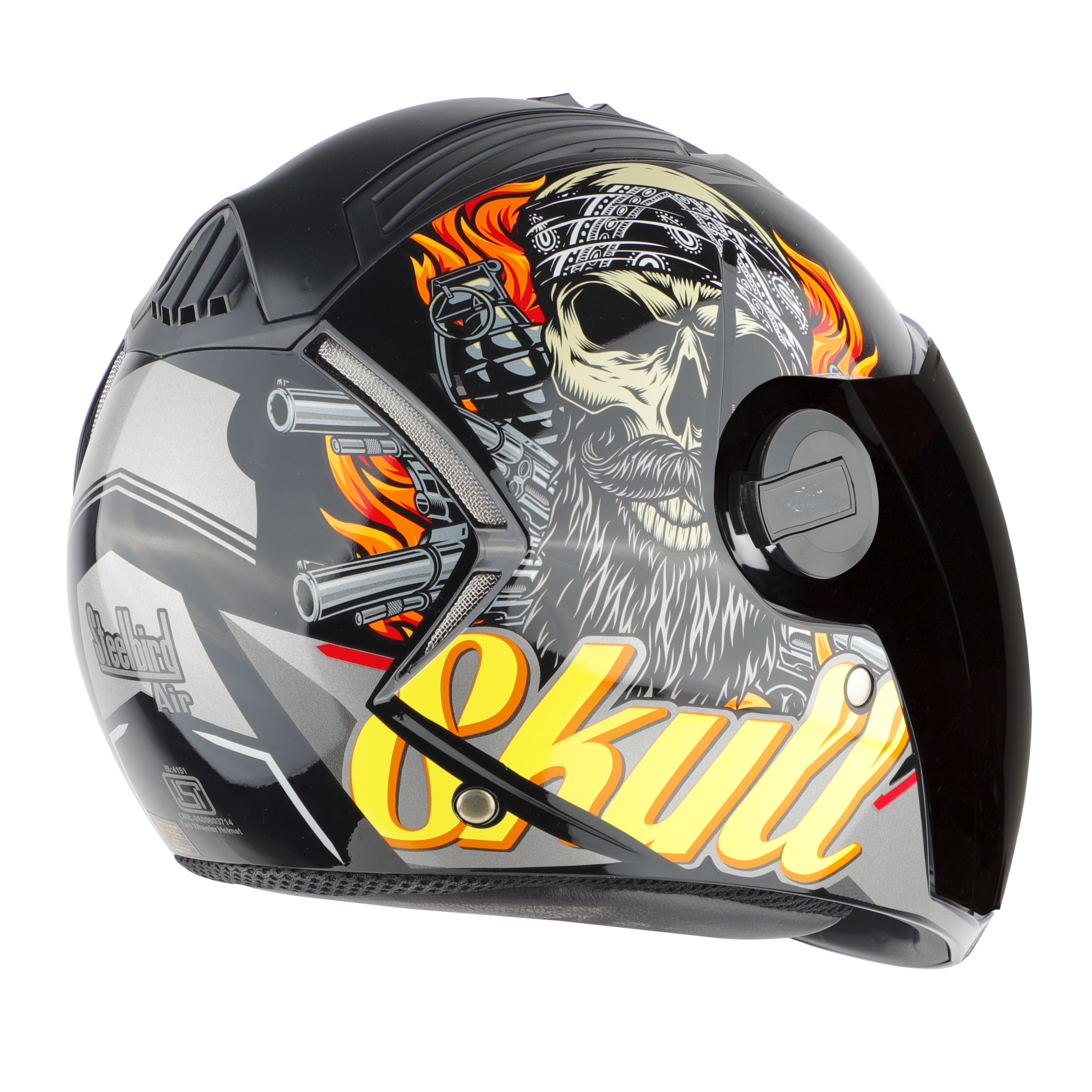 SBA-2 SPOOK GLOSSY BLACK WITH GREY ( FITTED WITH CLEAR VISOR EXTRA SMOKE VISOR FREE)