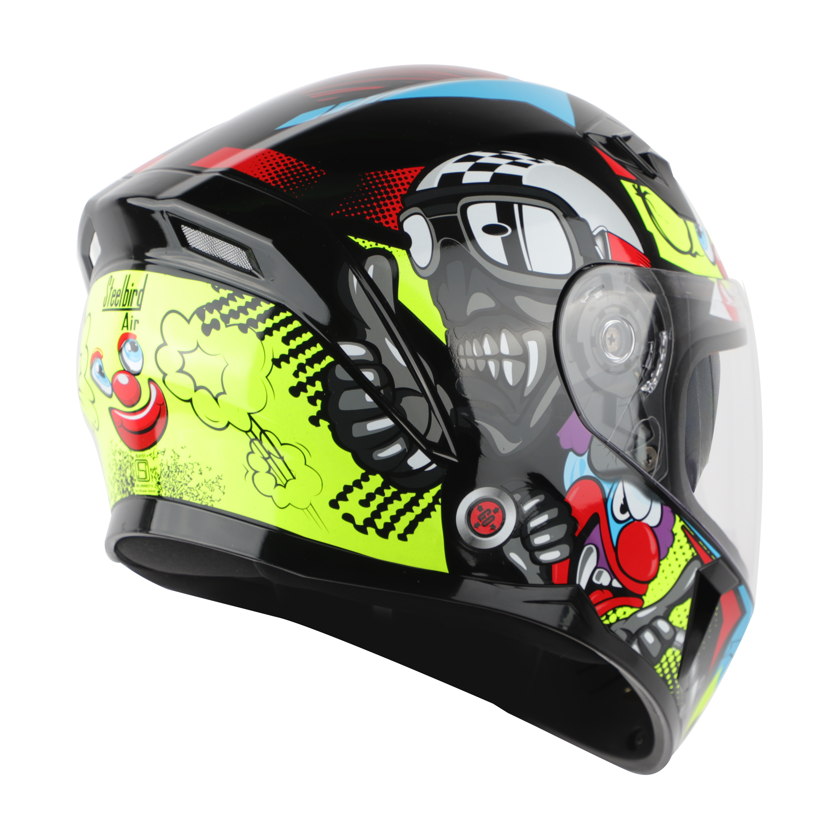 SBA-21 COMIC MAT BLACK WITH NEON ( WITH CHROME SILVER INNER SUN SHIELD)