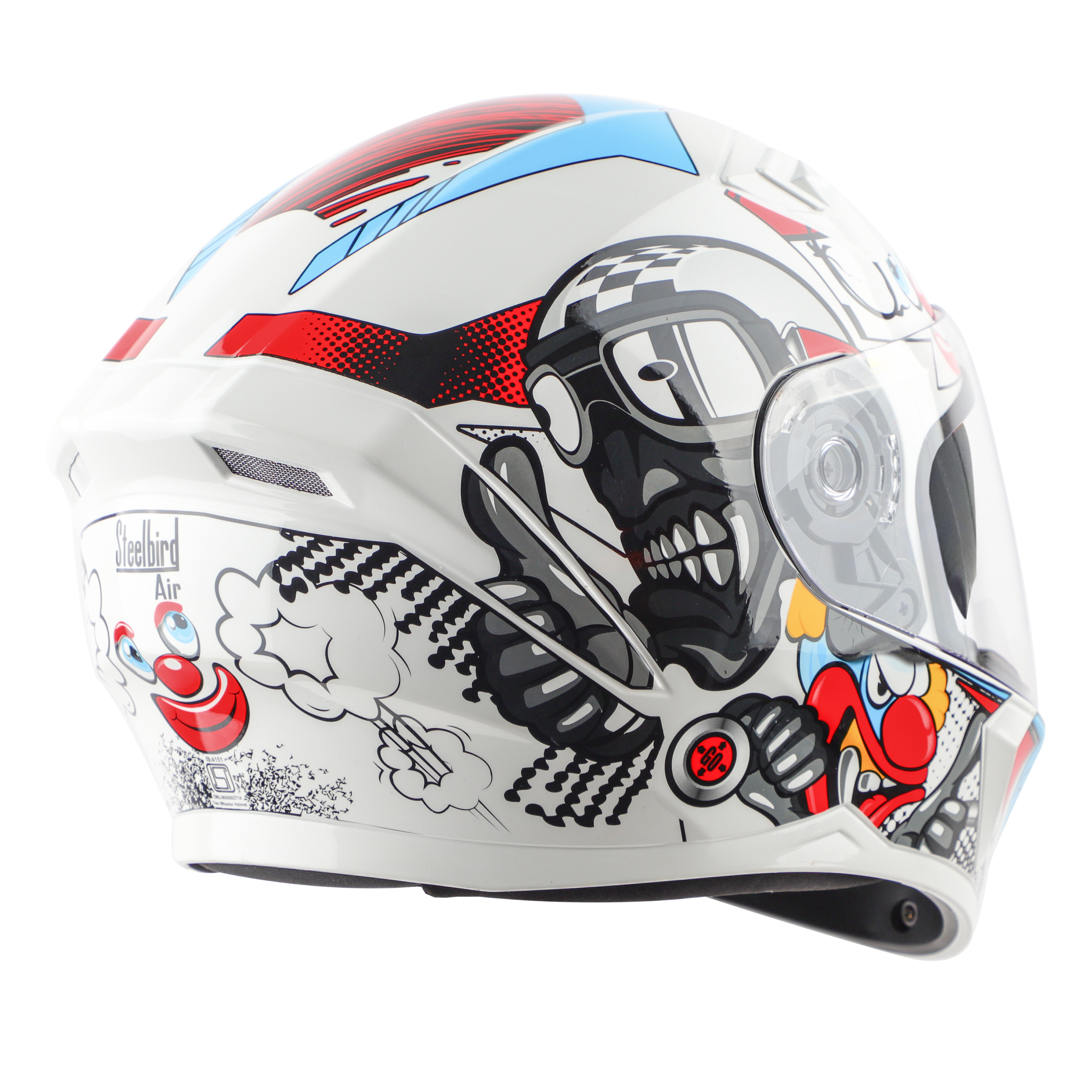 SBA-21 COMIC GLOSSY WHITE WITH WHITE ( WITH CHROME SILVER INNER SUN SHIELD)