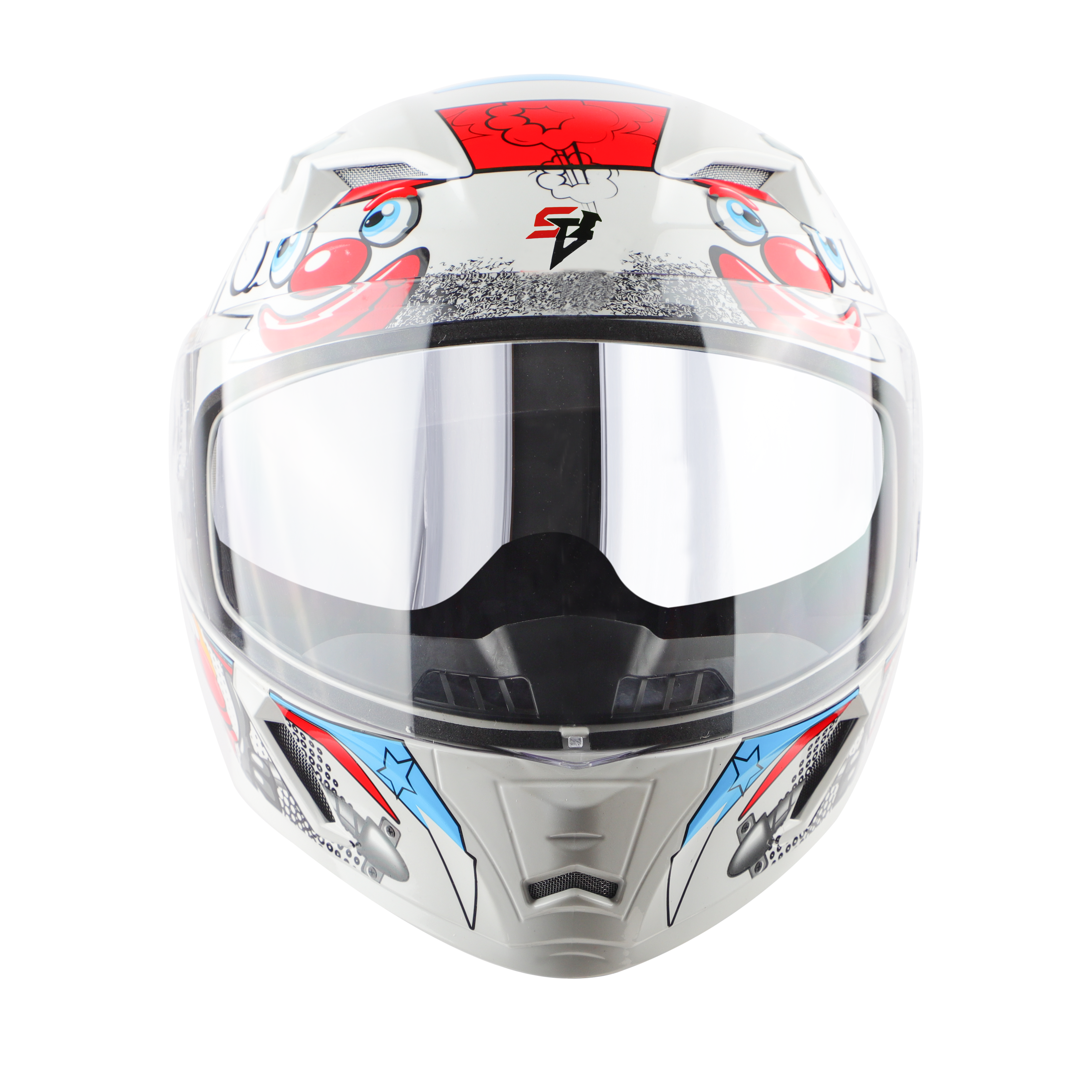 SBA-21 COMIC GLOSSY WHITE WITH WHITE ( WITH CHROME SILVER INNER SUN SHIELD)