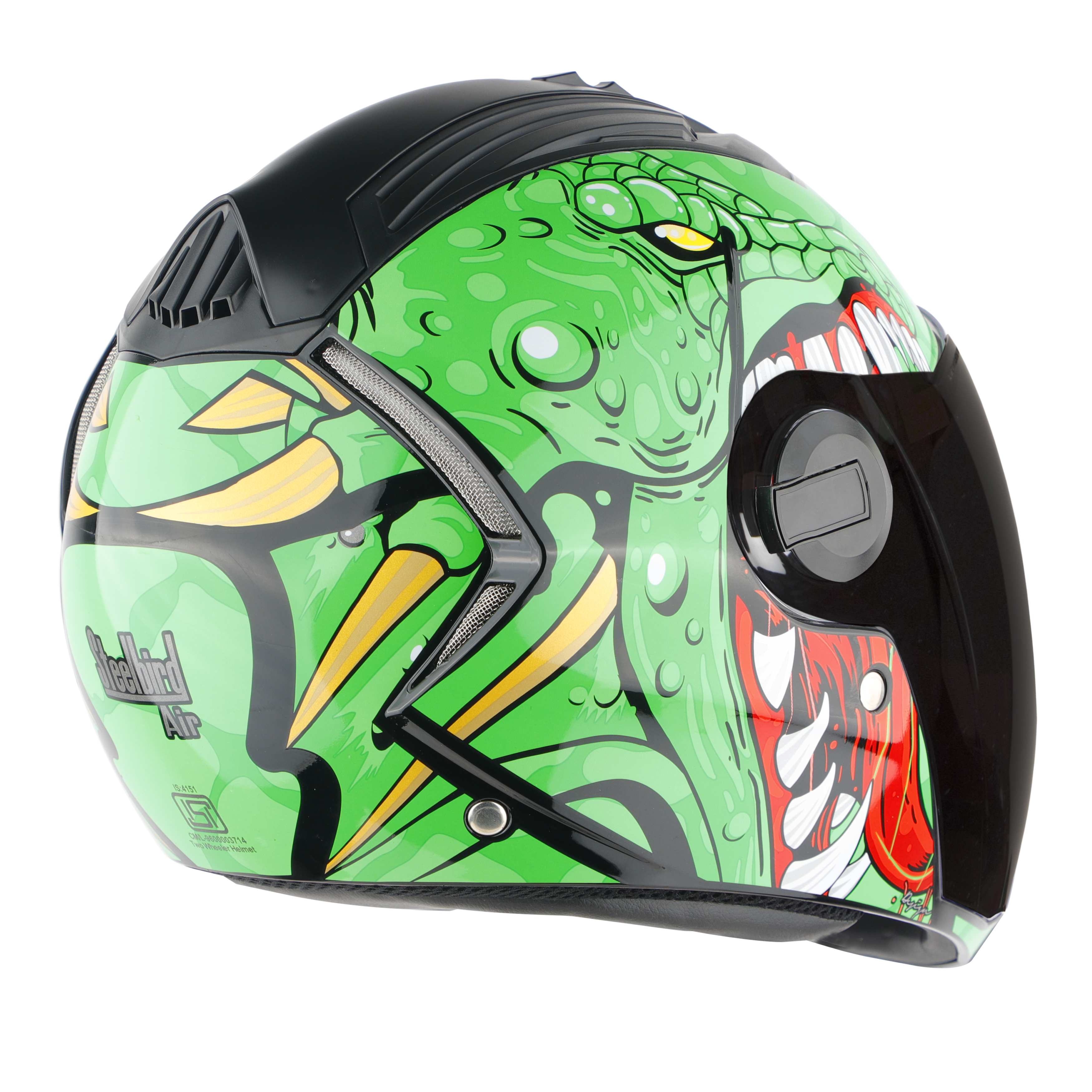SBA-2 DRAGON MAT BLACK WITH GREEN (FITTED WITH CLEAR VISOR EXTRA SMOKE VISOR FREE)