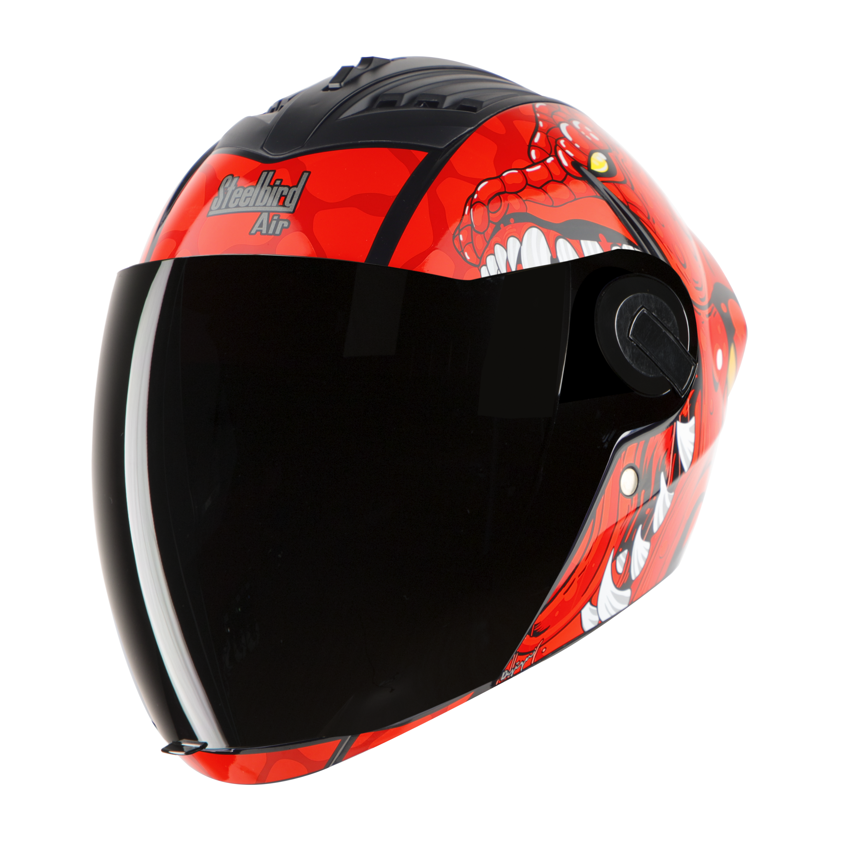 SBA-2 DRAGON GLOSSY BLACK WITH RED (FITTED WITH CLEAR VISOR EXTRA SMOKE VISOR FREE)