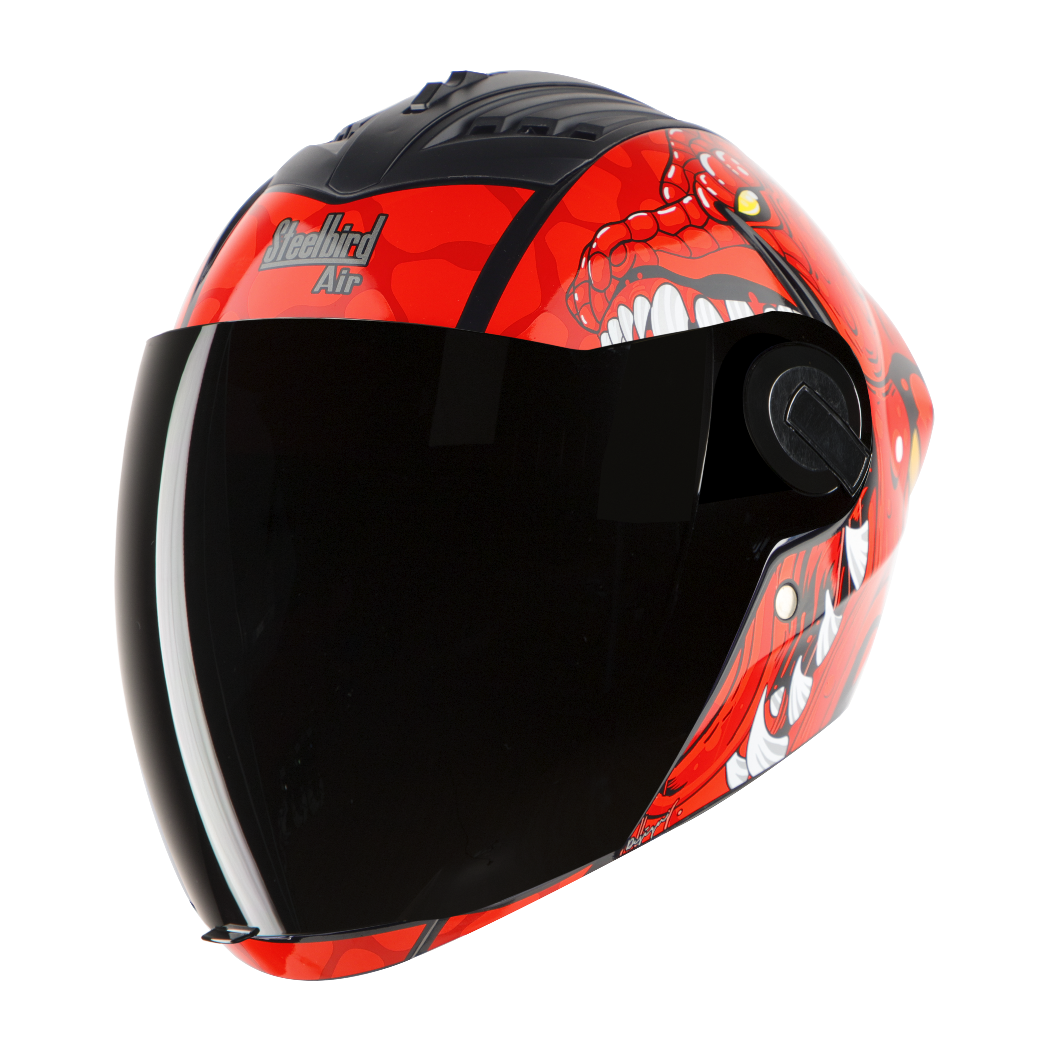 SBA-2 DRAGON MAT BLACK WITH RED (FITTED WITH CLEAR VISOR EXTRA SMOKE VISOR FREE)