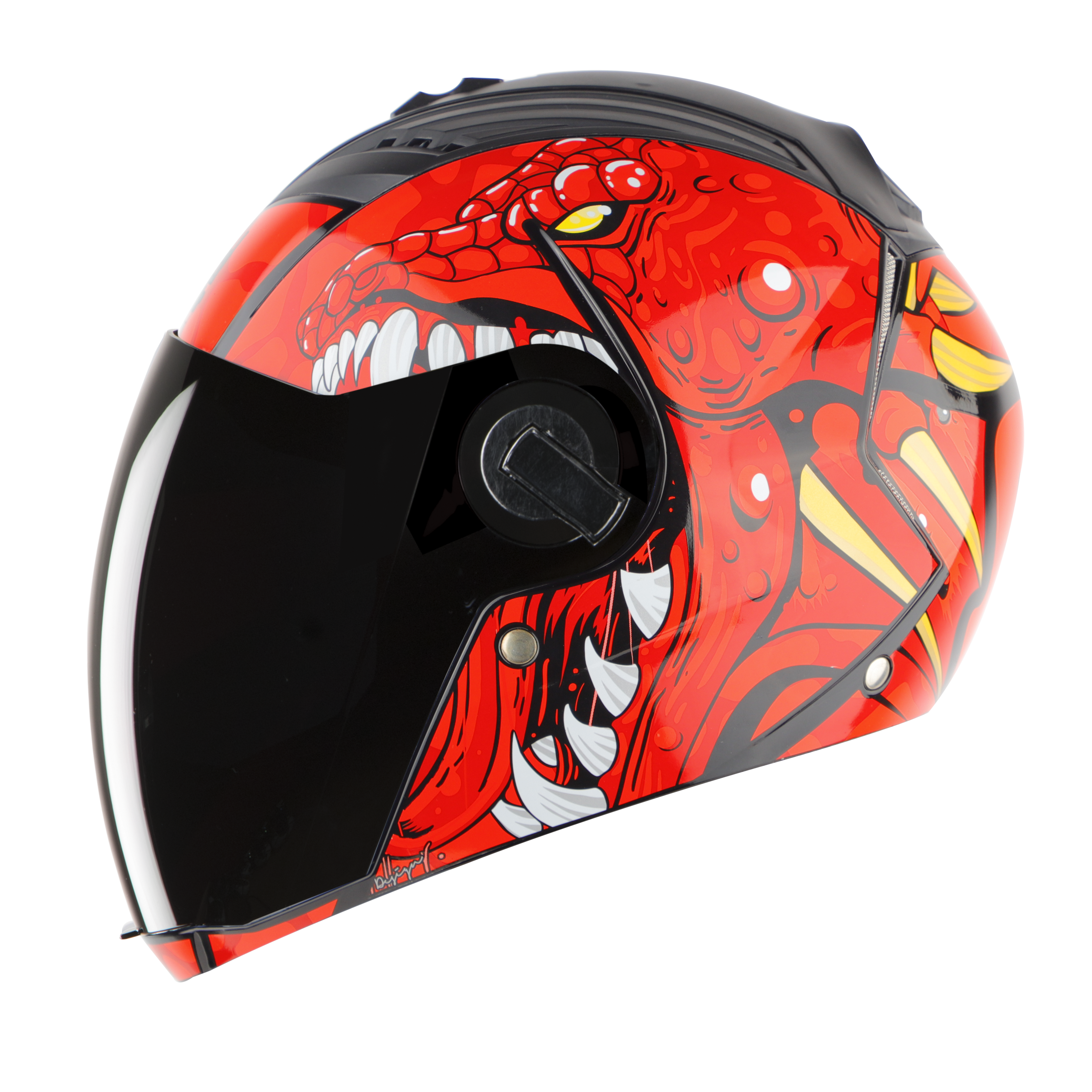 SBA-2 DRAGON MAT BLACK WITH RED (FITTED WITH CLEAR VISOR EXTRA SMOKE VISOR FREE)