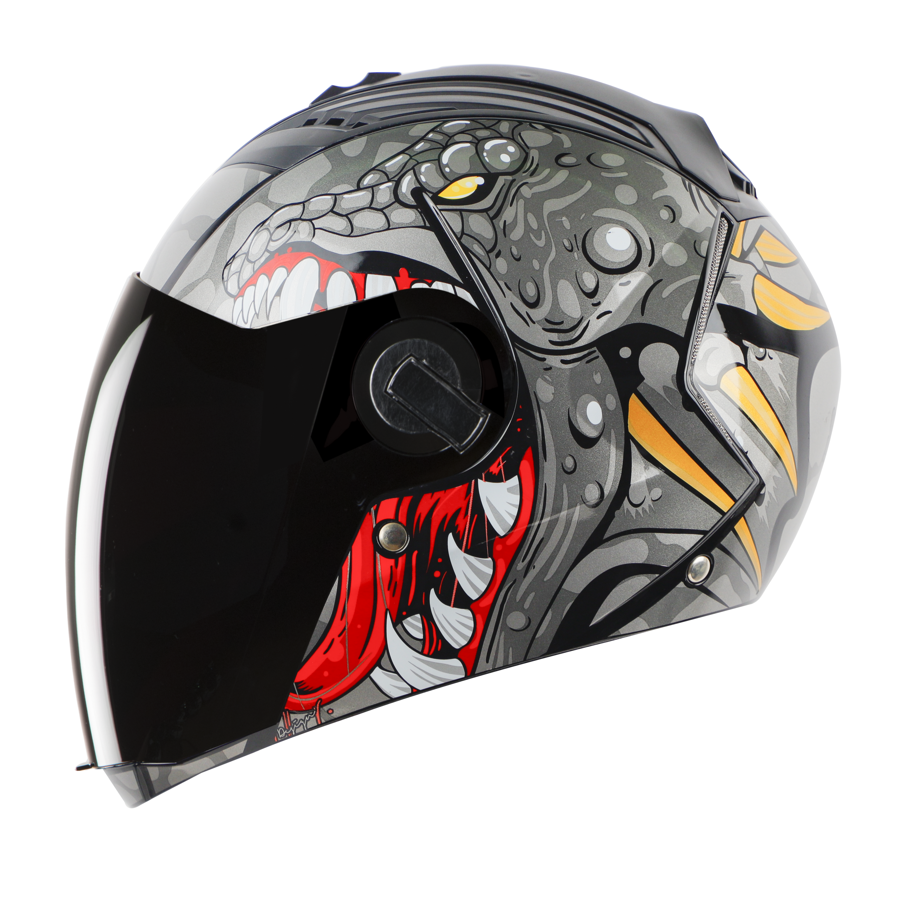 SBA-2 DRAGON MAT BLACK WITH GREY (FITTED WITH CLEAR VISOR EXTRA SMOKE VISOR FREE)