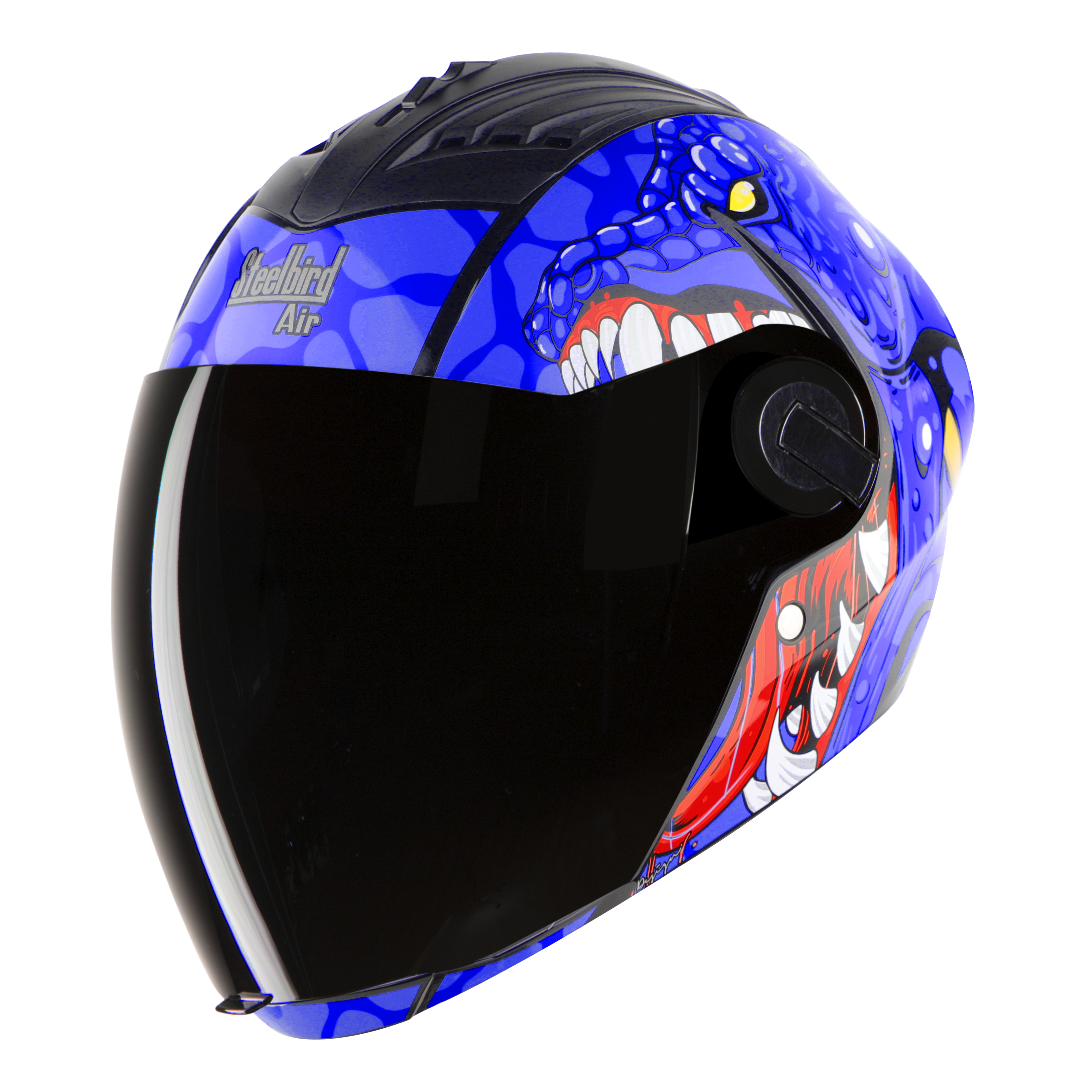 SBA-2 DRAGON MAT BLACK WITH BLUE (FITTED WITH CLEAR VISOR EXTRA SMOKE VISOR FREE)