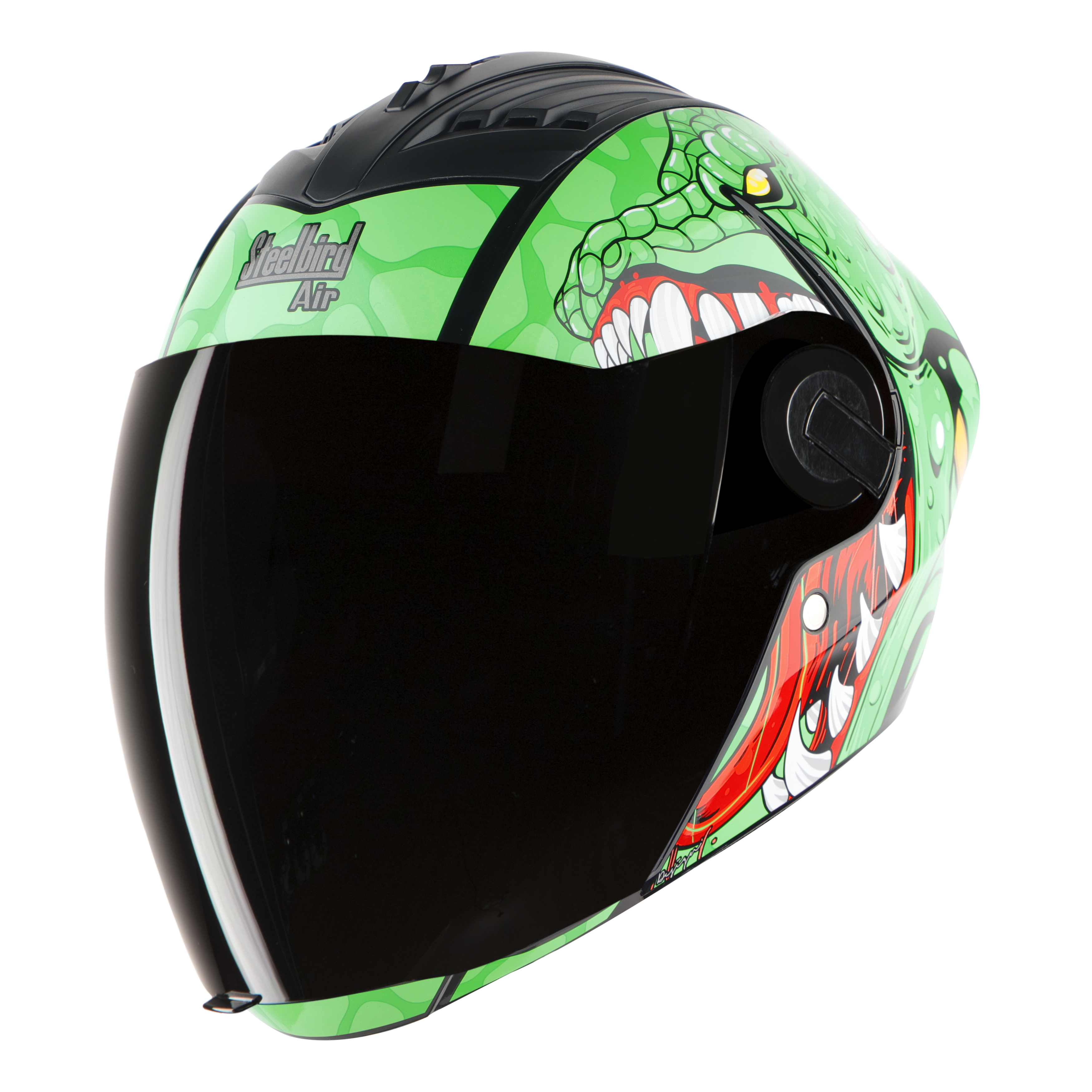 SBA-2 DRAGON GLOSSY BLACK WITH GREEN (FITTED WITH CLEAR VISOR EXTRA SMOKE VISOR FREE)