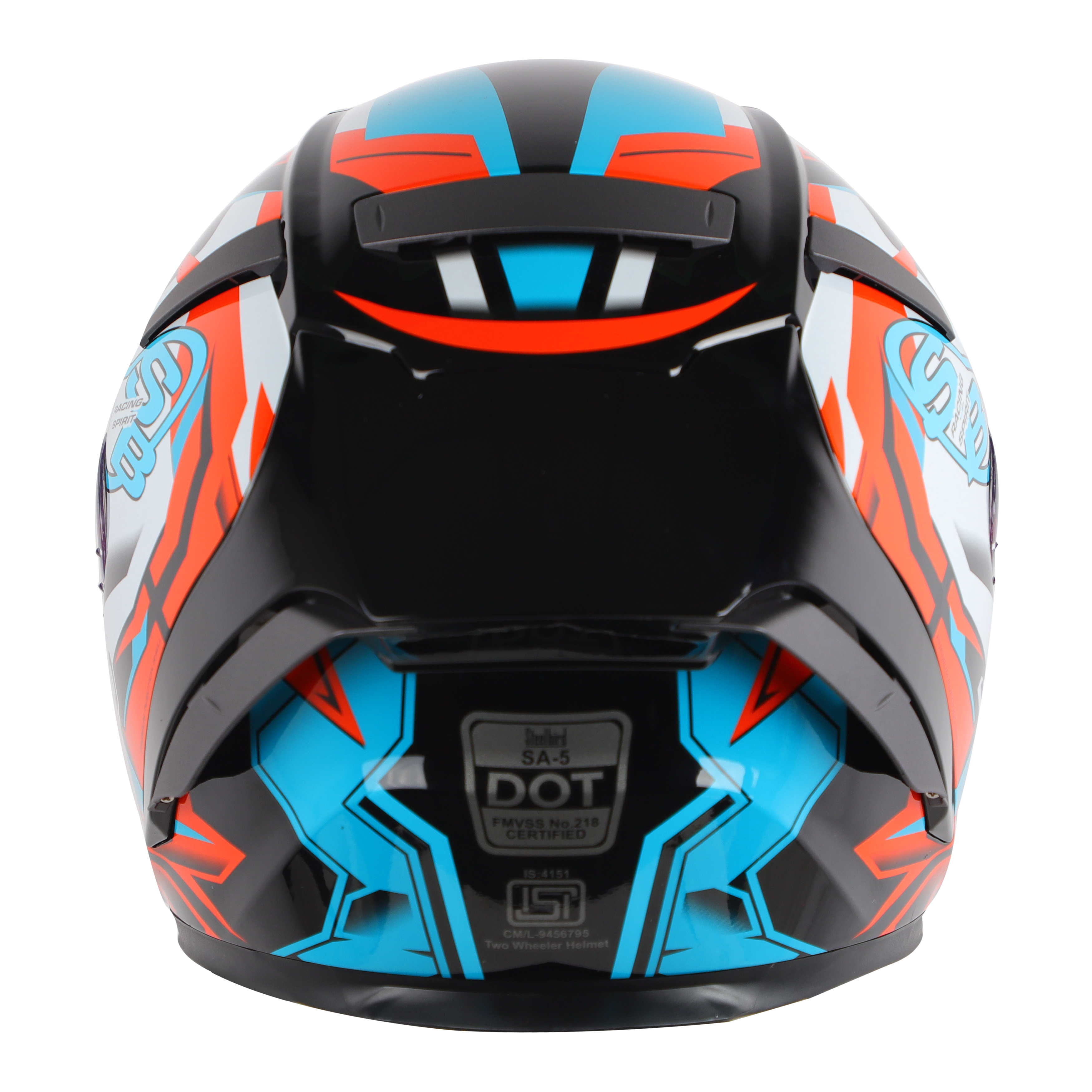 SA-5 DOT RACING SPIRIT GLOSSY BLACK WITH SKY BLUE ( WITH ANTI-FOG SHIELD)