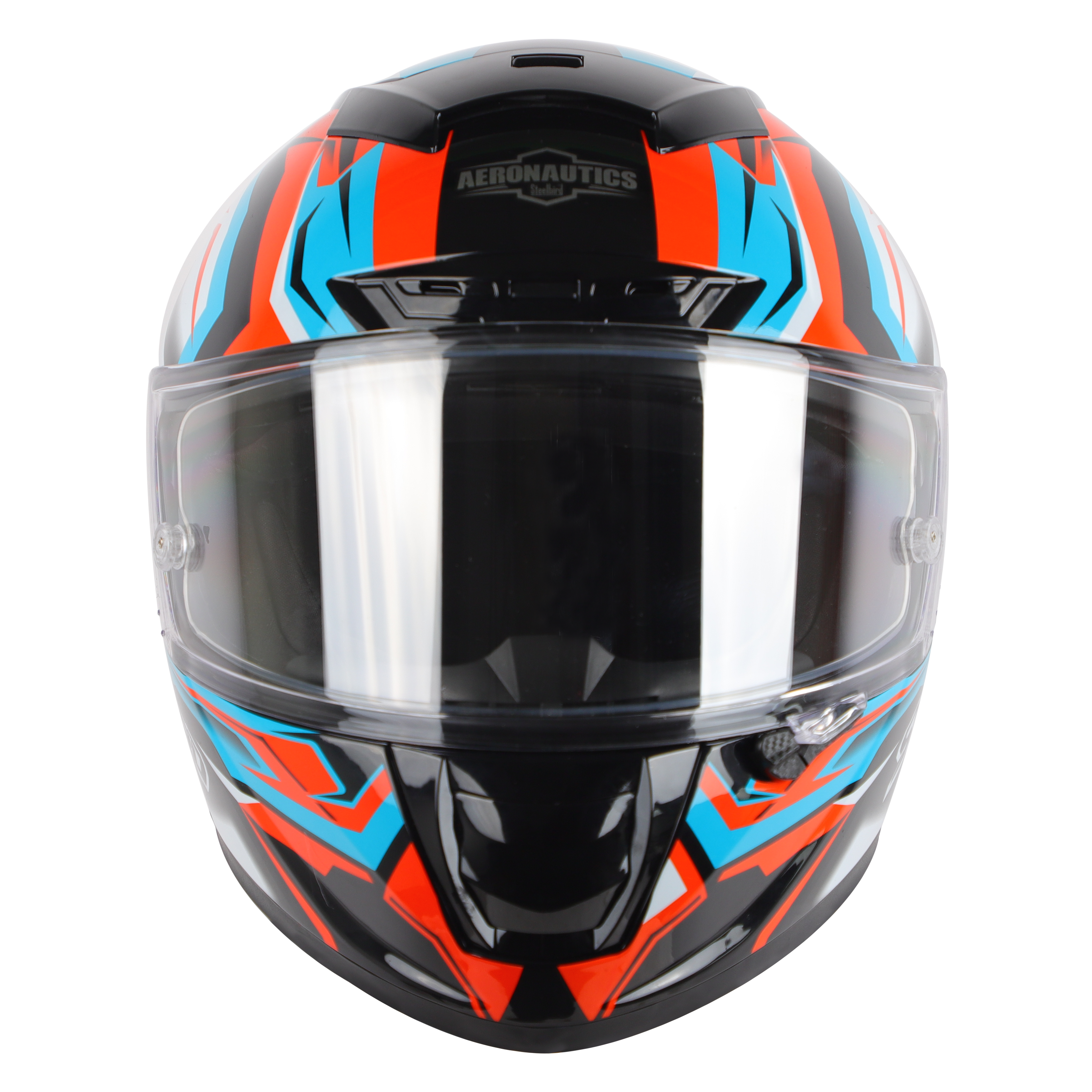 SA-5 DOT RACING SPIRIT GLOSSY BLACK WITH SKY BLUE ( WITH ANTI-FOG SHIELD)