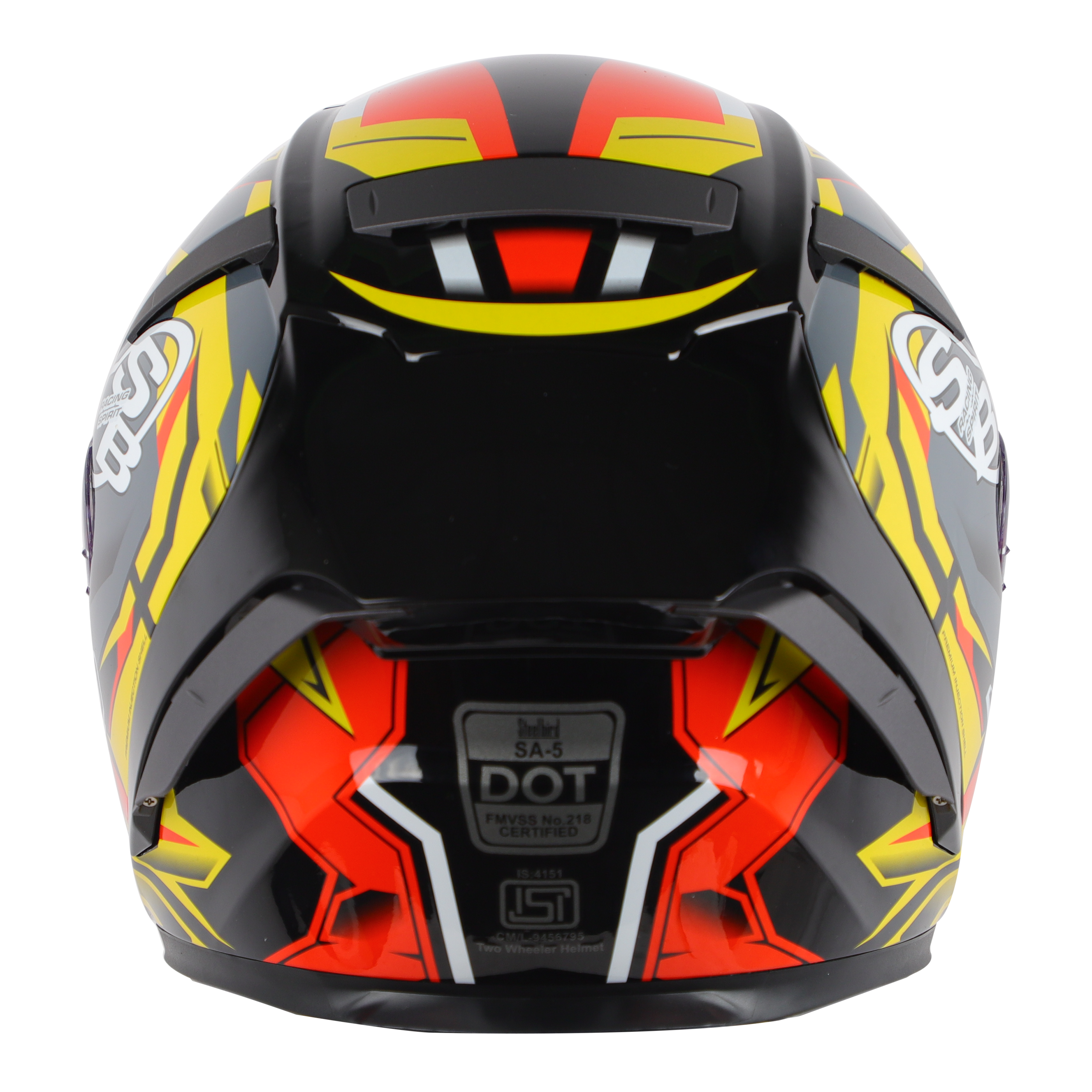 SA-5 DOT RACING SPIRIT GLOSSY BLACK WITH YELLOW ( WITH ANTI-FOG SHIELD)