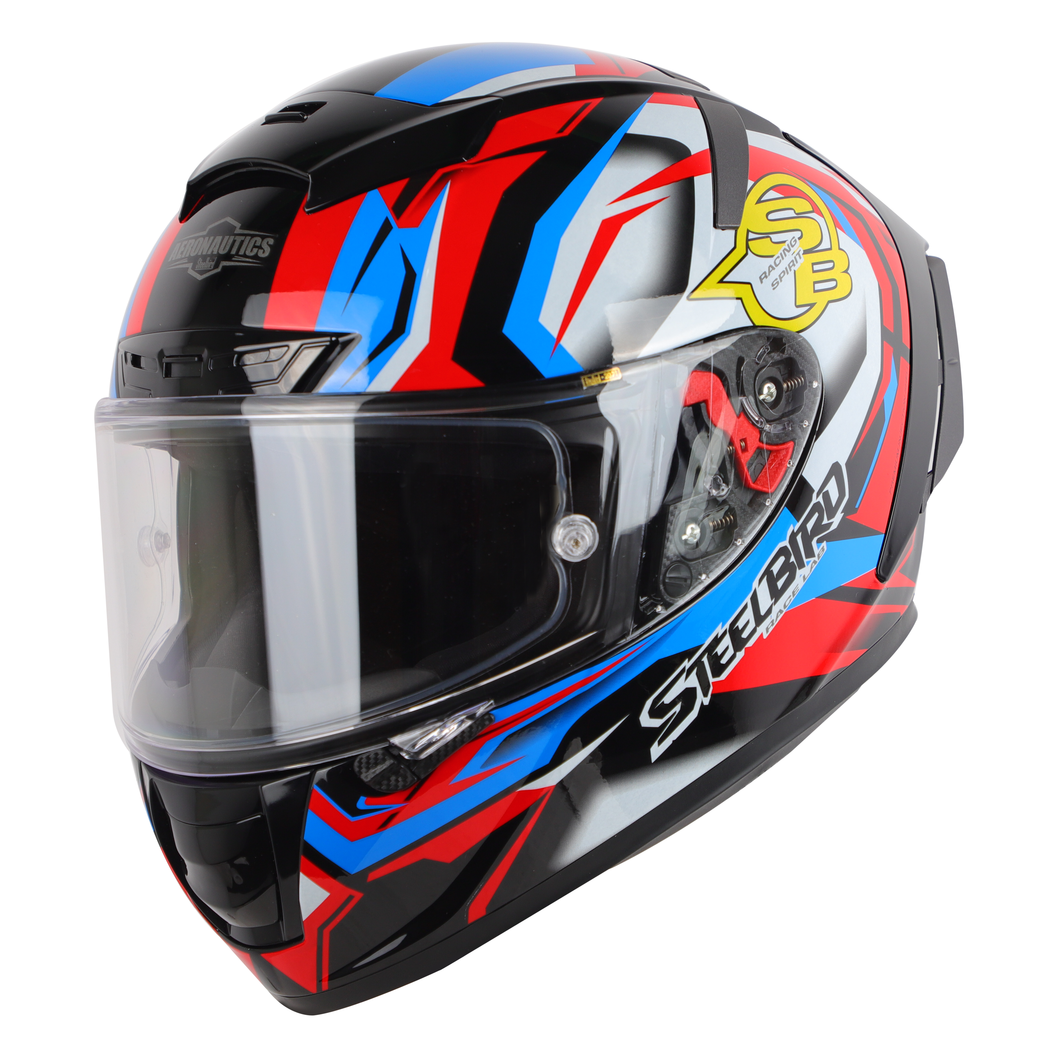 SA-5 DOT RACING SPIRIT GLOSSY  BLACK WITH BLUE ( WITH ANTI-FOG SHIELD)