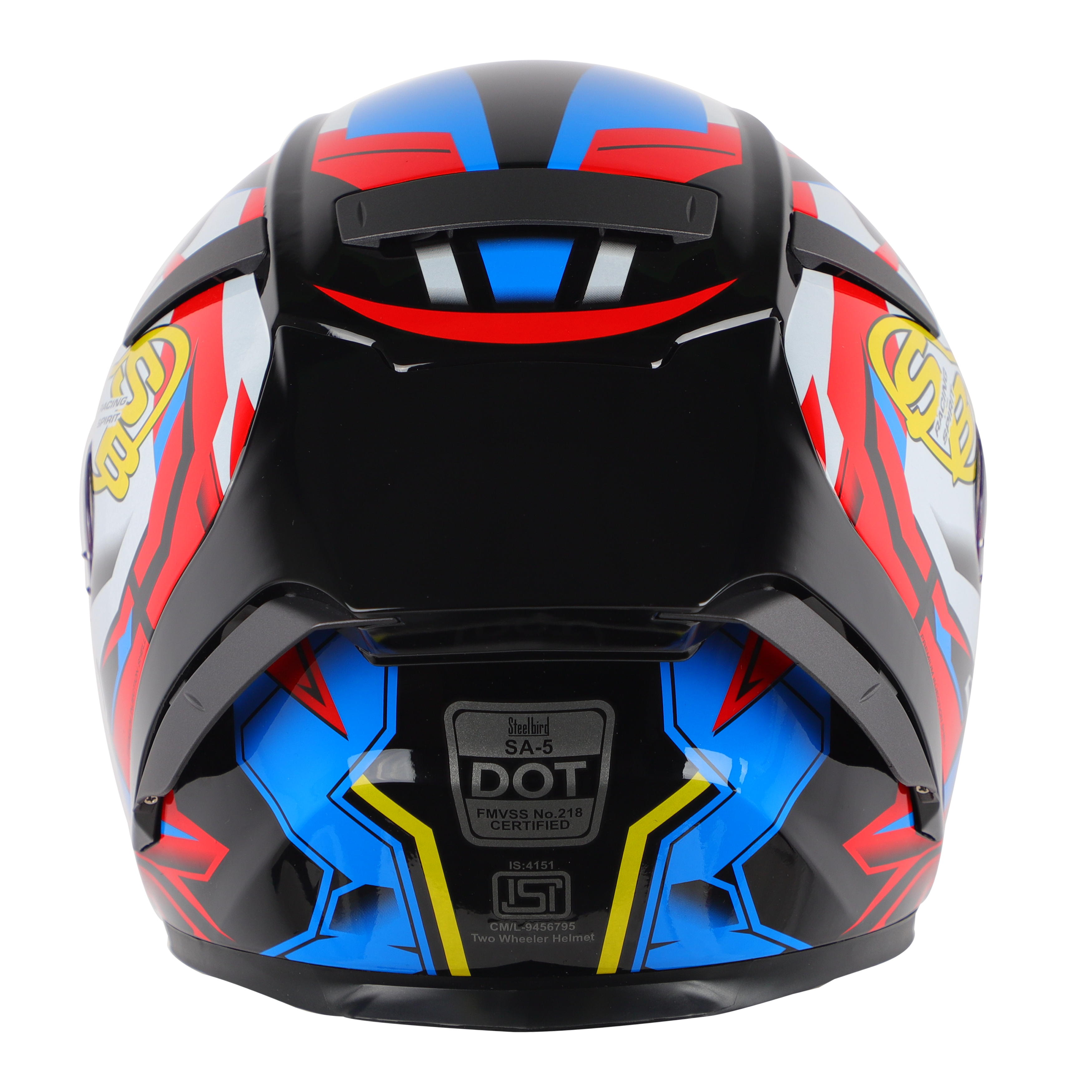 SA-5 DOT RACING SPIRIT GLOSSY  BLACK WITH BLUE ( WITH ANTI-FOG SHIELD)